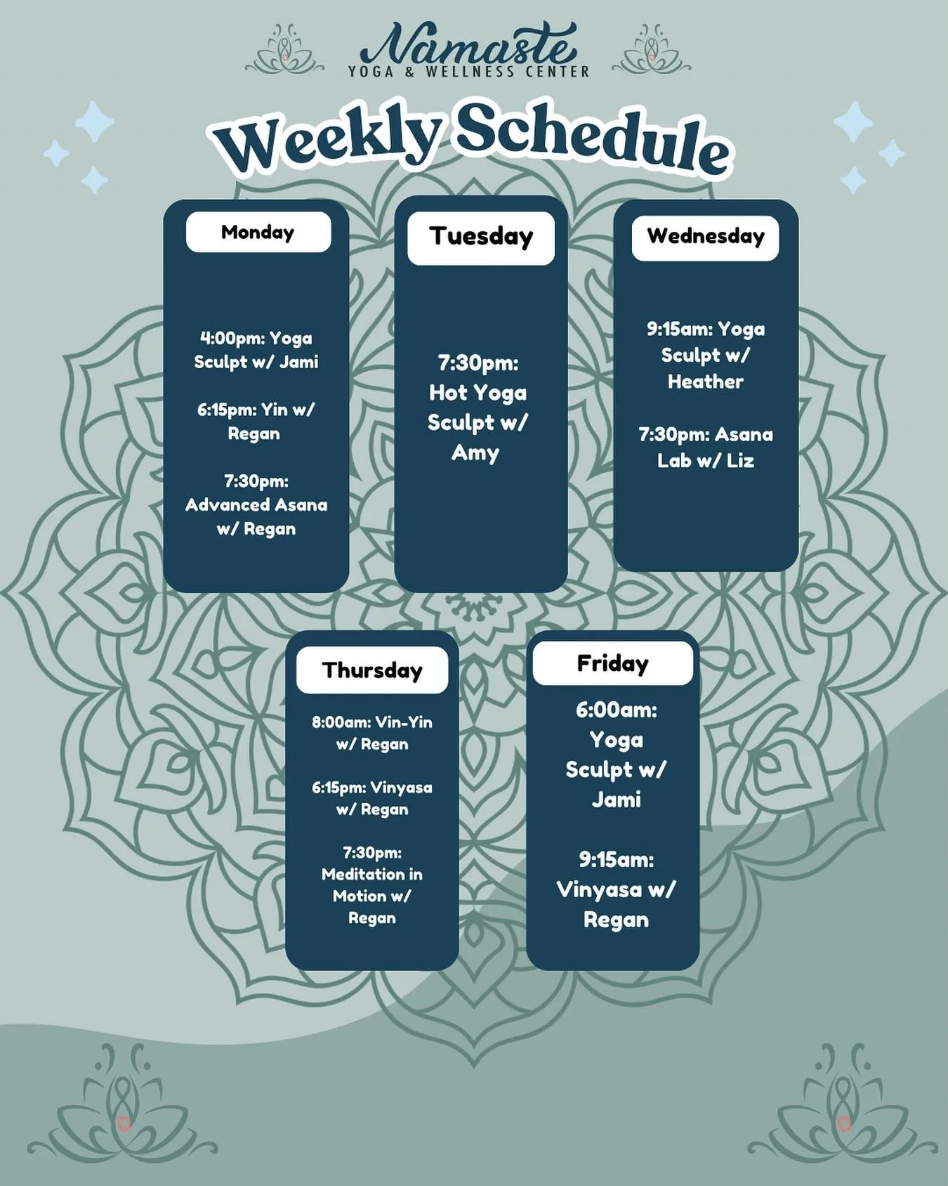 Schedule for 7/28-8/1