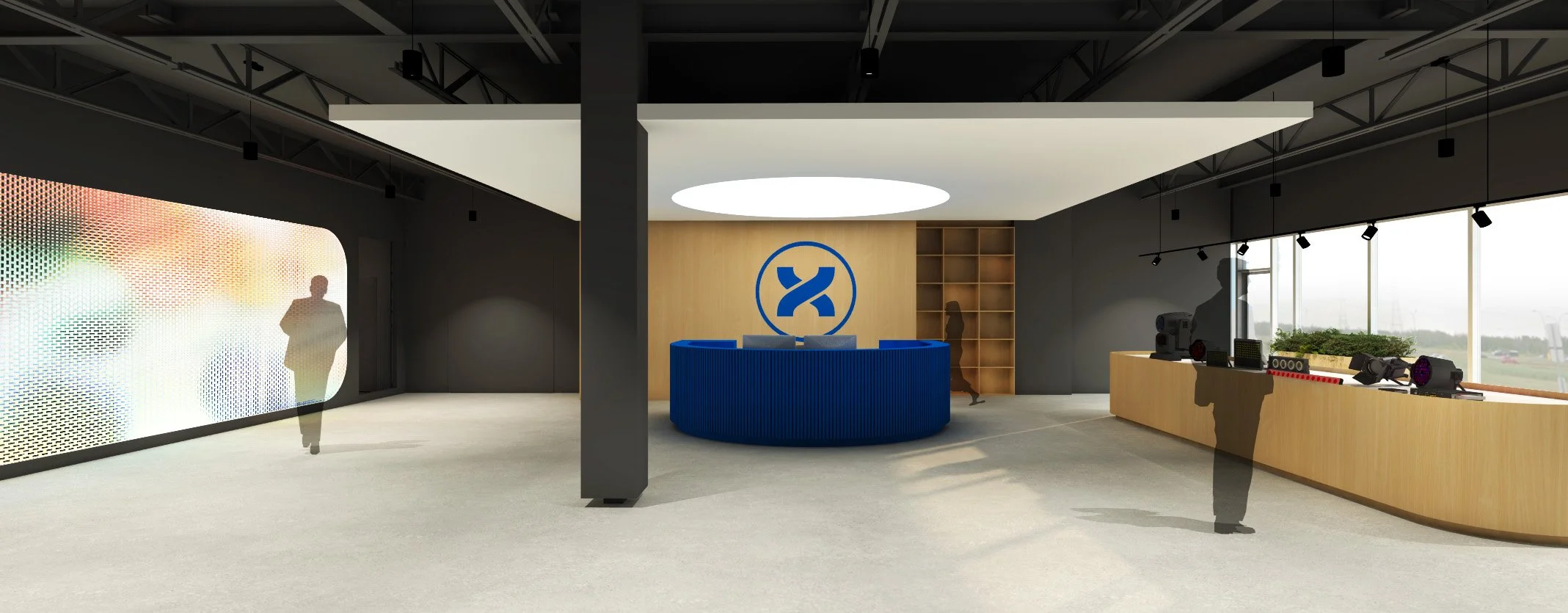 Design de l'espace d'accueil des bureau de Theatrixx technologies par inscape le studio
