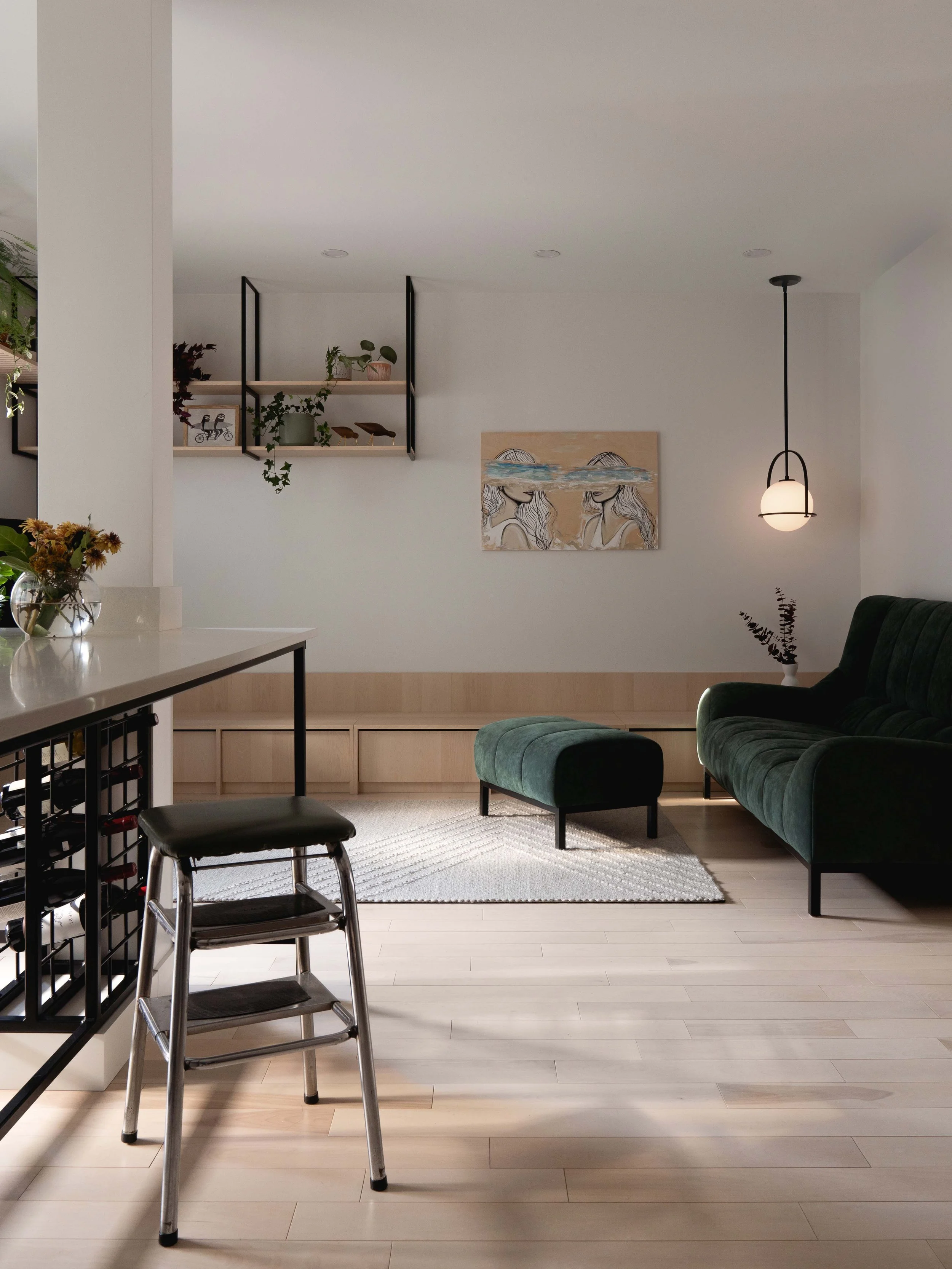 Design et aménagement de l'espace salon avec rangement intégré par inscape le studio