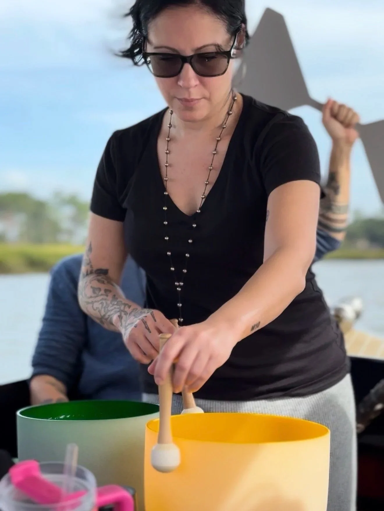 sound bath activity on boat