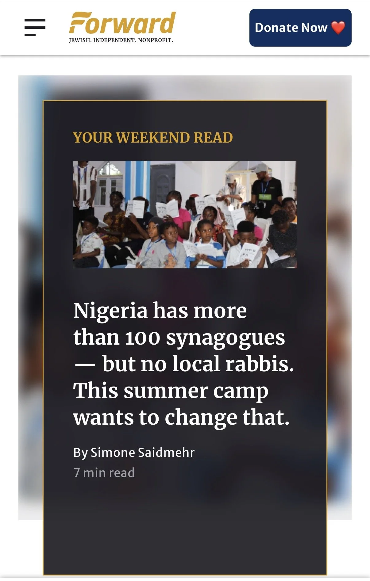The Forward | Nigeria has more than 100 synagogues — but no local rabbis. This summer camp wants to change that.