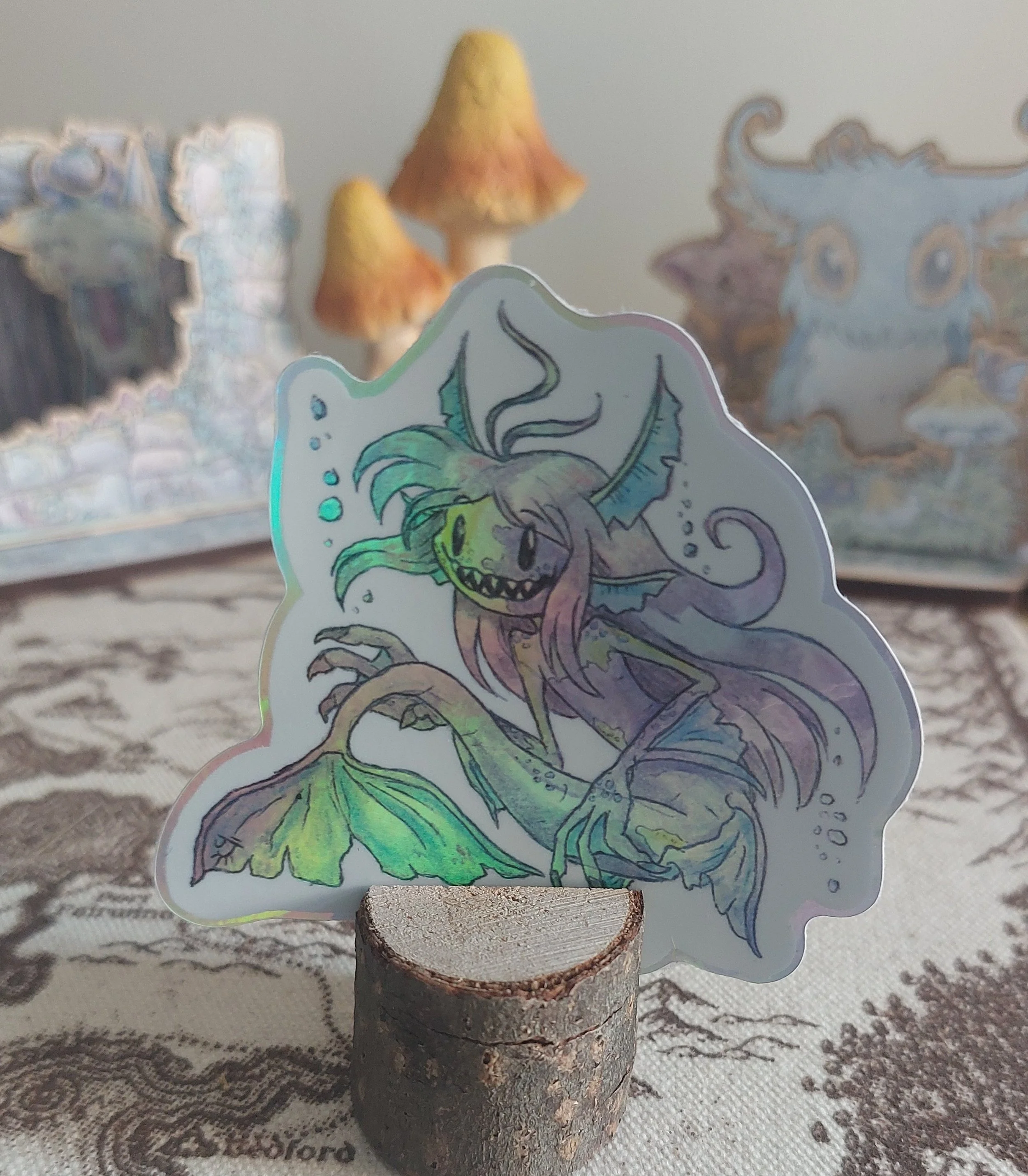 'Merling' 8x6cm Holographic Stickers