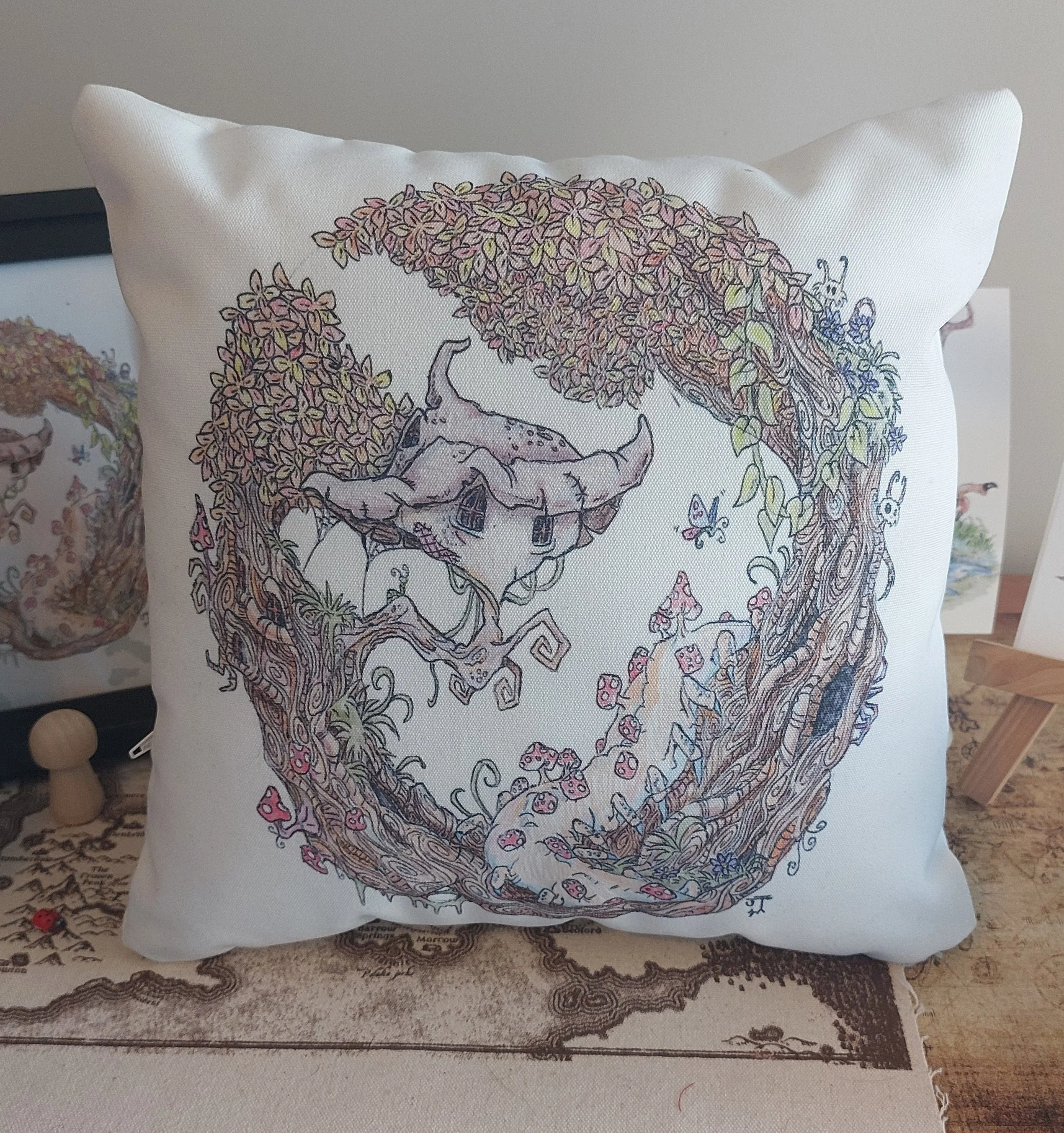 ''Oval Centifungus'' Canvas Cushion
