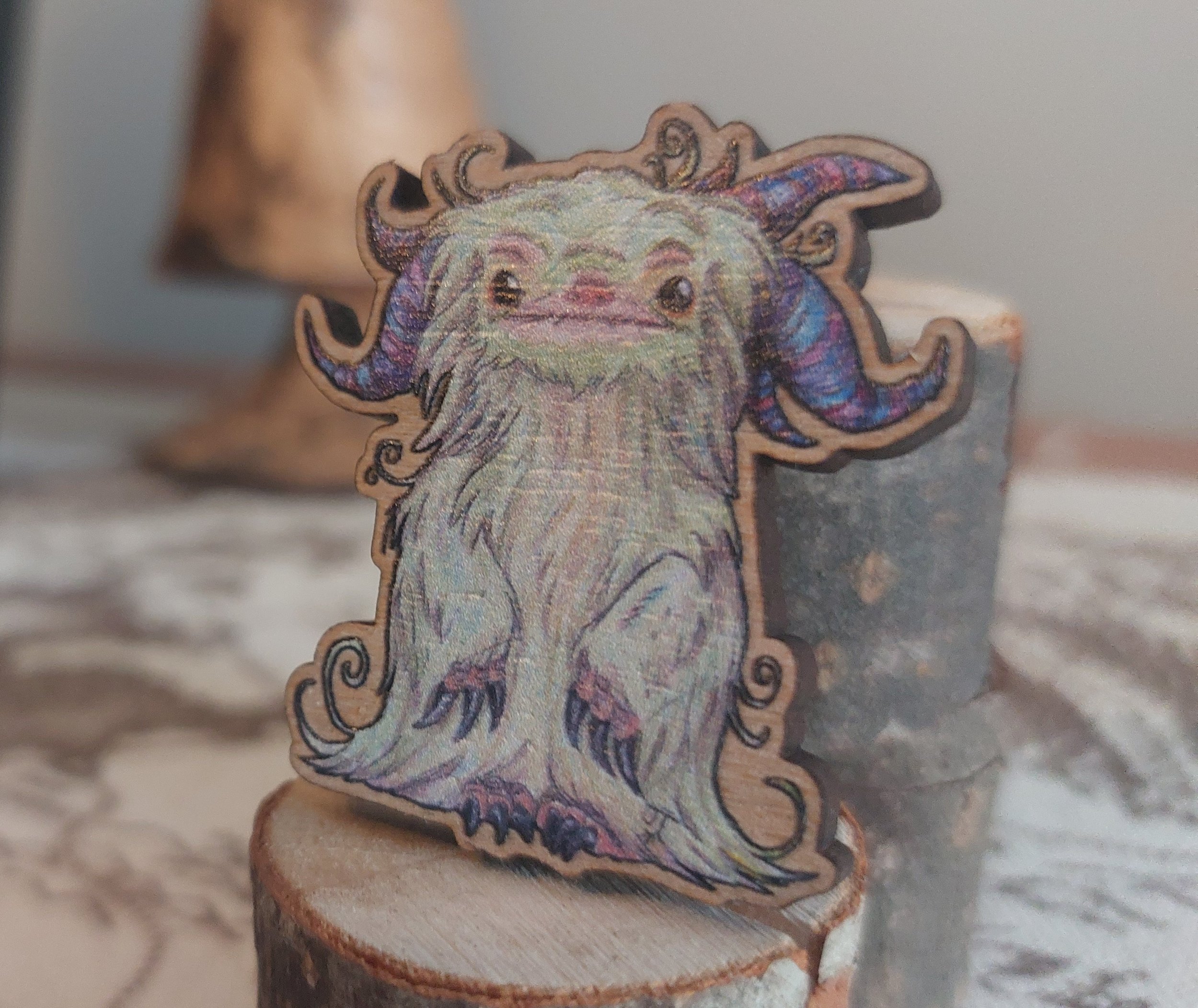 'Friend Shaped' Wooden Pin Badge