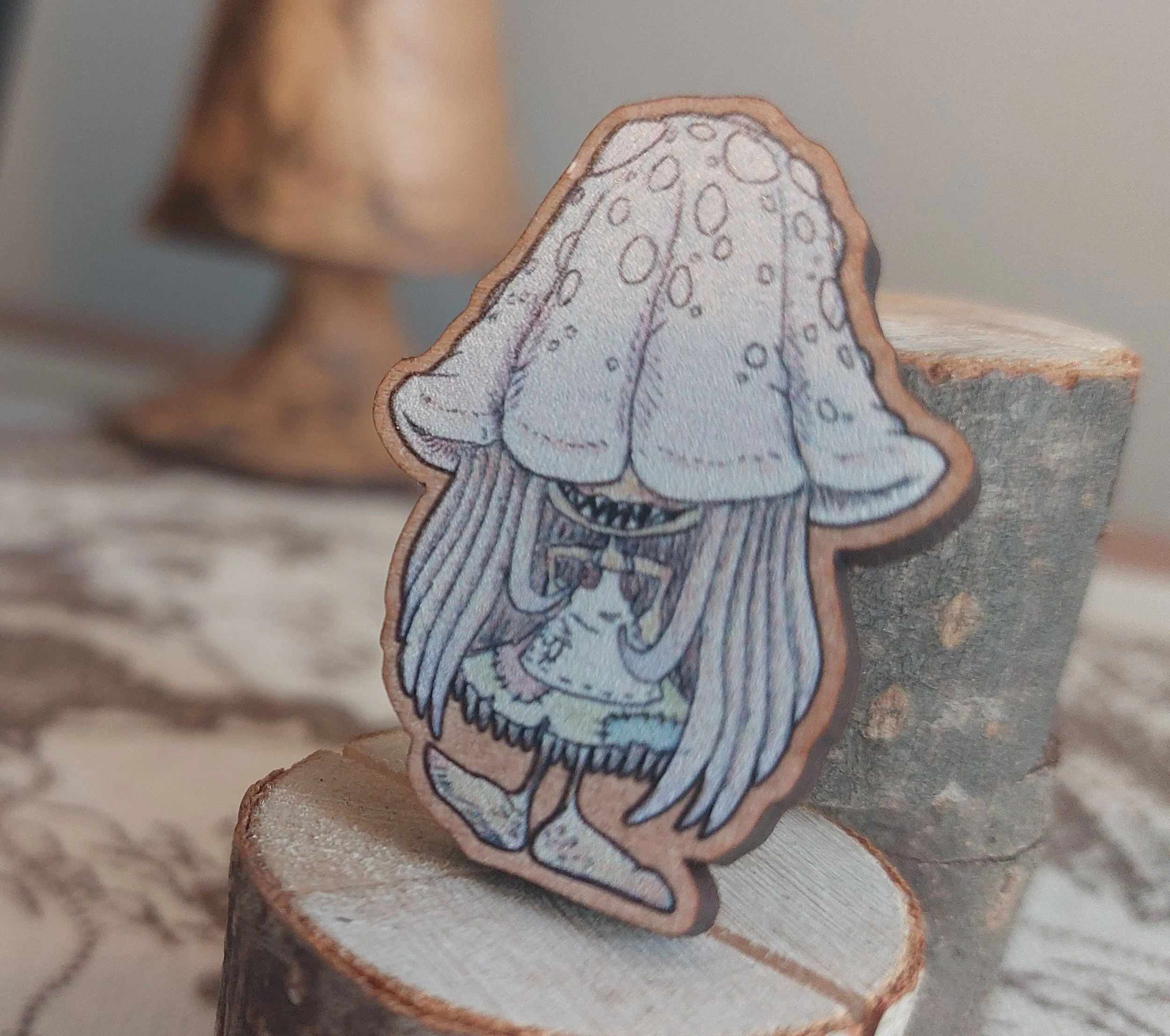 'Mogu the Mushling' Wooden Pin