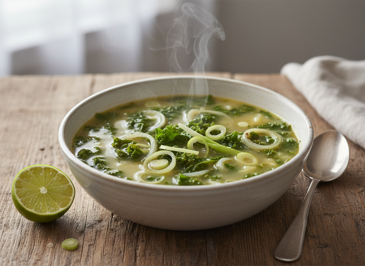 Caldo Verde-ish with Kale + Garlic Scapes