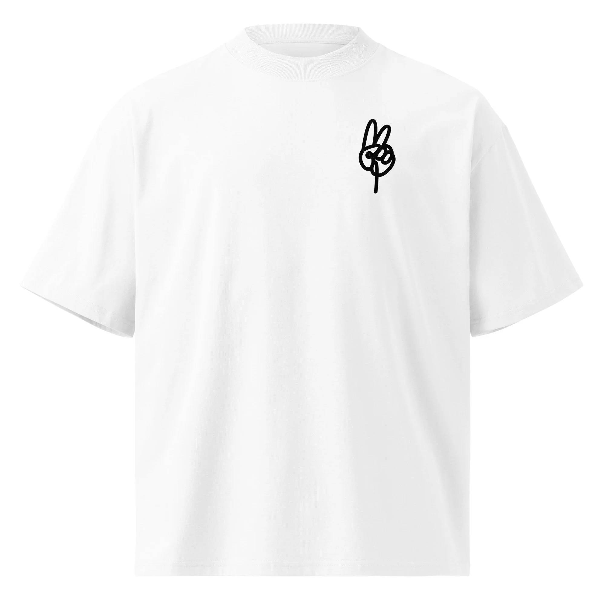 Oversized tee shirt with a peace sign line work