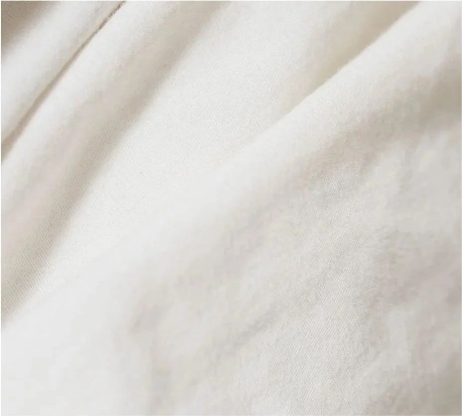 Closeup of soft, off-white baby blanket