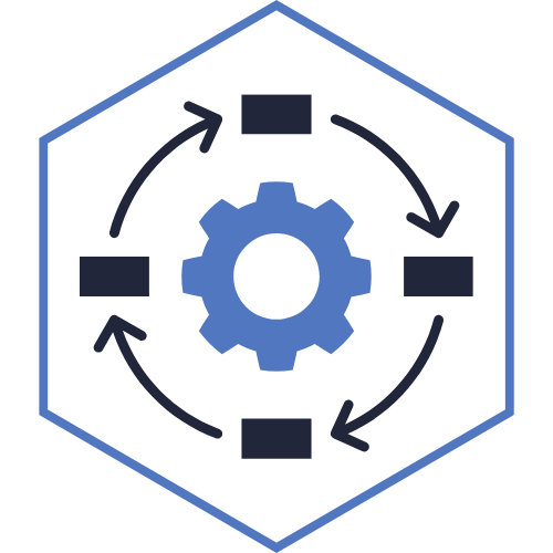 Icon: cog with circling arrows.