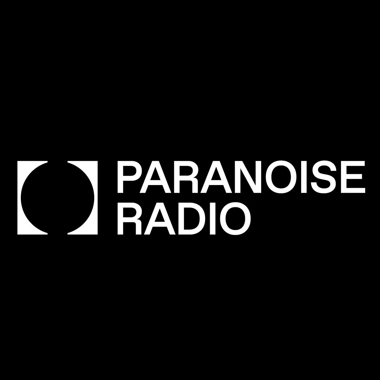Paranoise Radio logo with black background and white text, featuring a geometric design on the left.