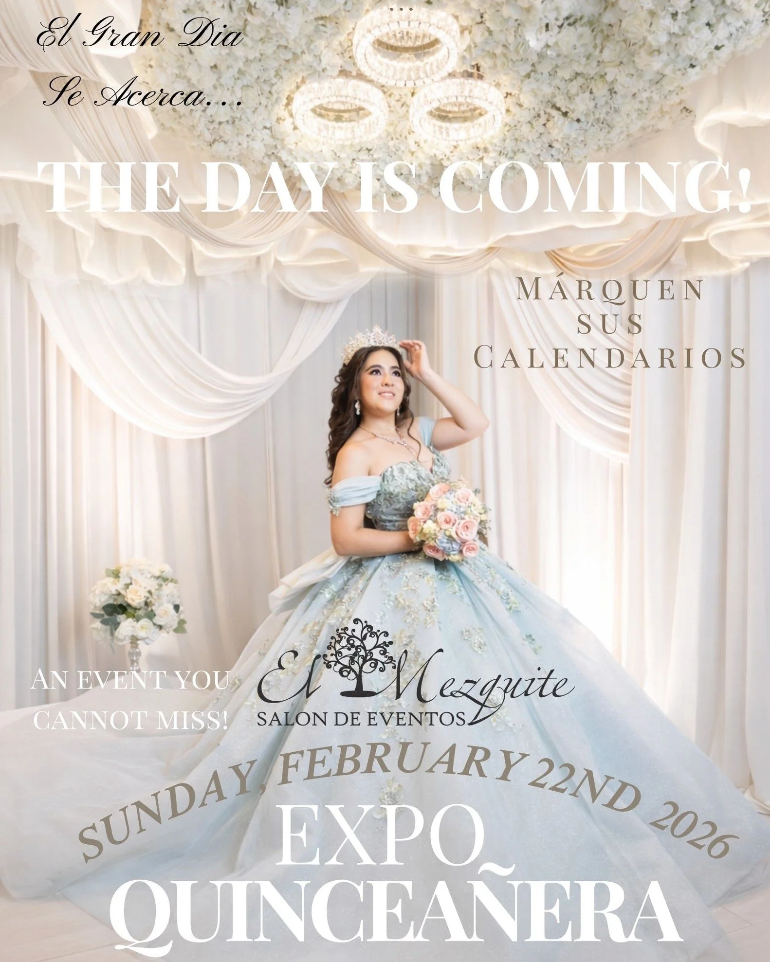 En 15 dias mas! 
💕Salon de Eventos EL MEZQUITE; El escenario perfecto y exclusivo para bodas y quincea&ntilde;eras. ✨
El lugar que tu mereces, instalaciones remodeladas, experiencia, tradicion y compromiso.  Visitanos para recibir atencion personali