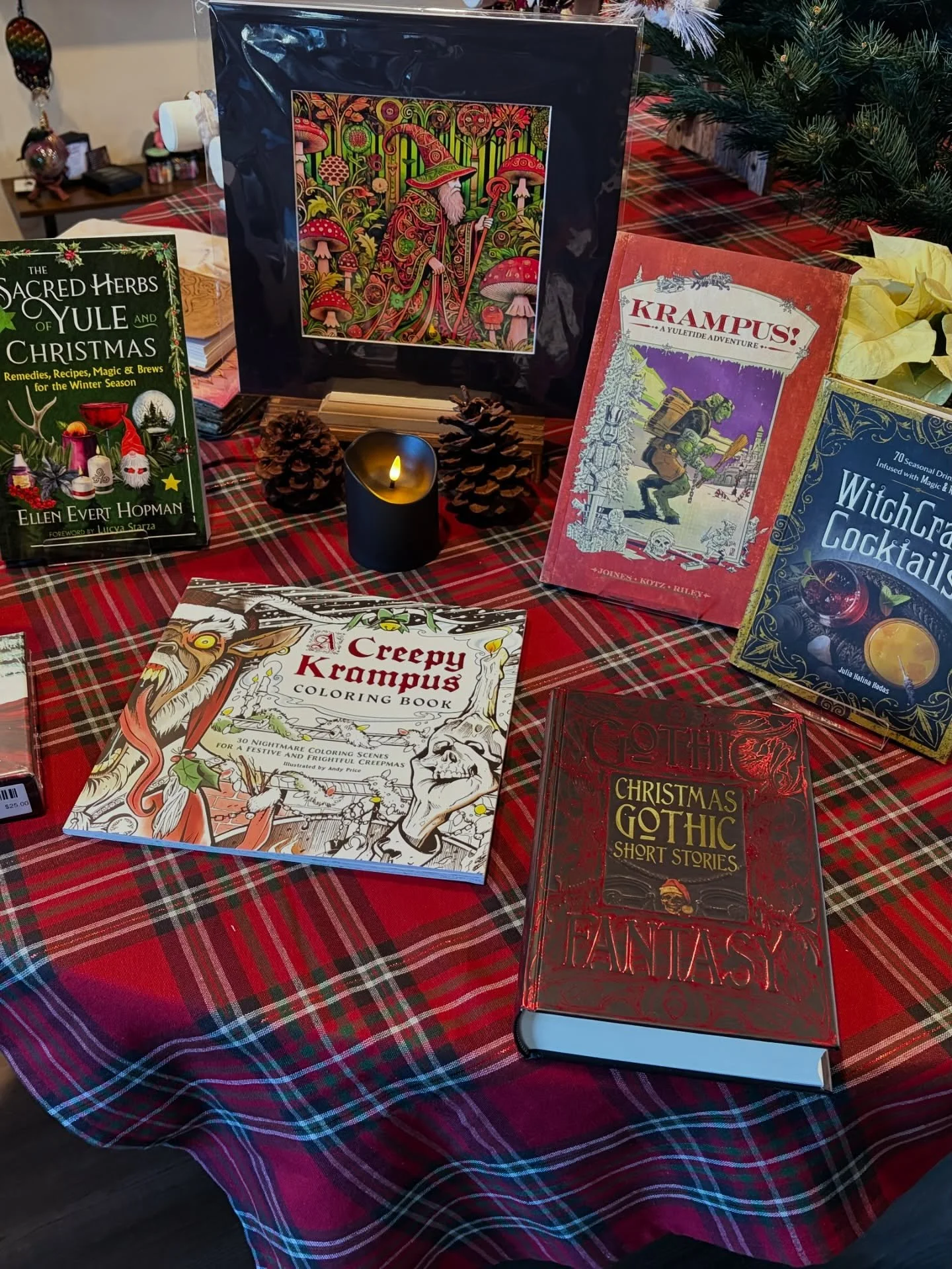 Our holiday offering table is decked out for the season ❄️✨
From books on Krampus, Yule, and winter folklore to frankincense &amp; myrrh, crystal rings, pendants, and sacred tools for ritual, this season invites us to slow down, honor the darkness, a