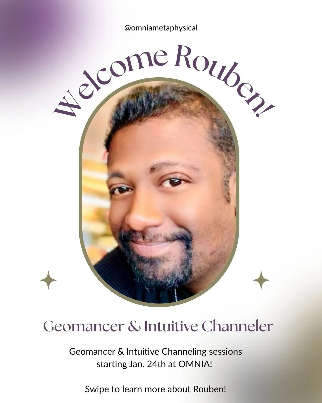 ✨ Please join us in welcoming Rouben Louis Burke to OMNIA ✨

An intuitive Geomancer &amp; Channeler, Rouben&rsquo;s work is rooted in ancient European earth traditions, druidic memory, and living geomancy. His readings move beyond prediction, offerin