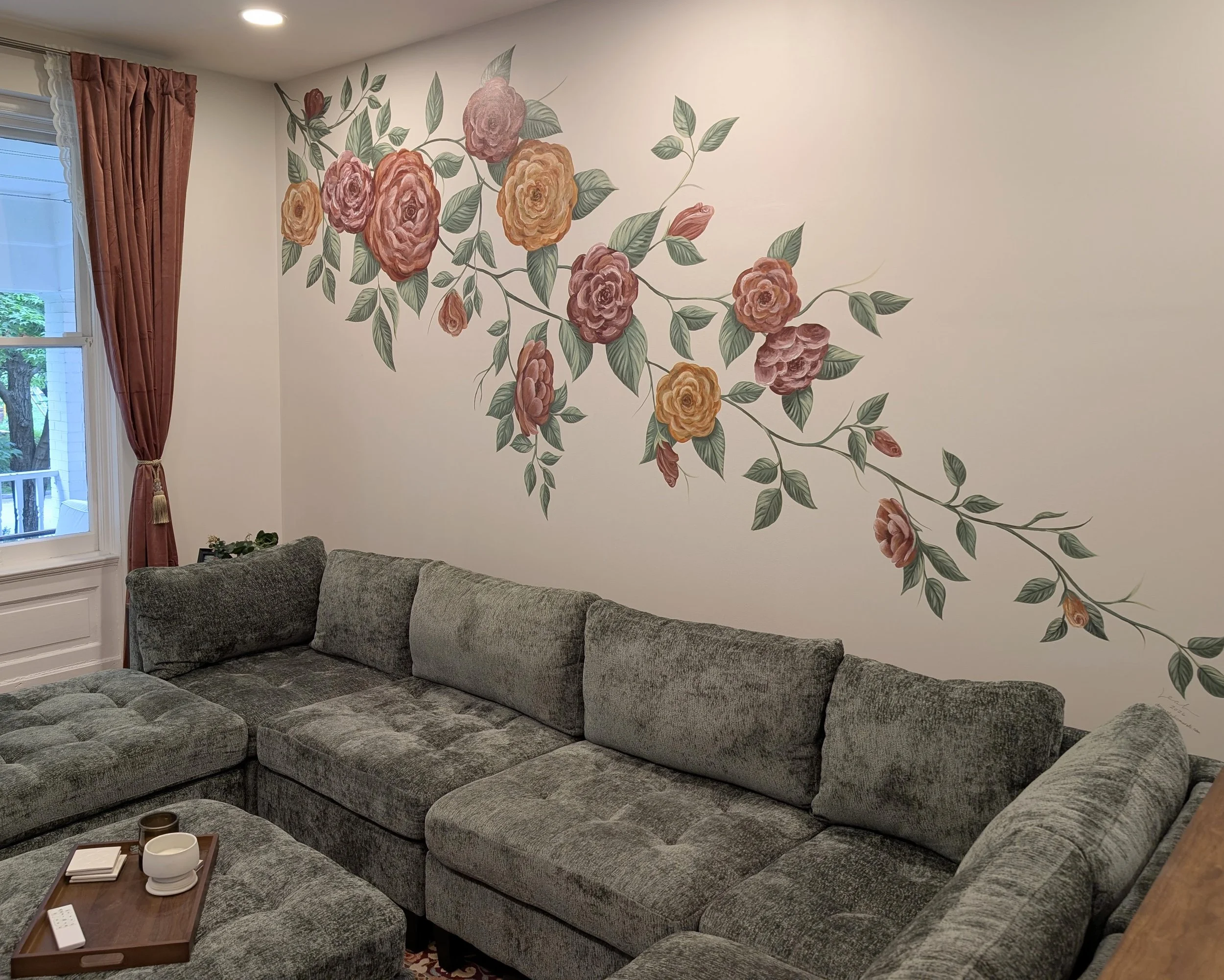 Floral mural roses flowers