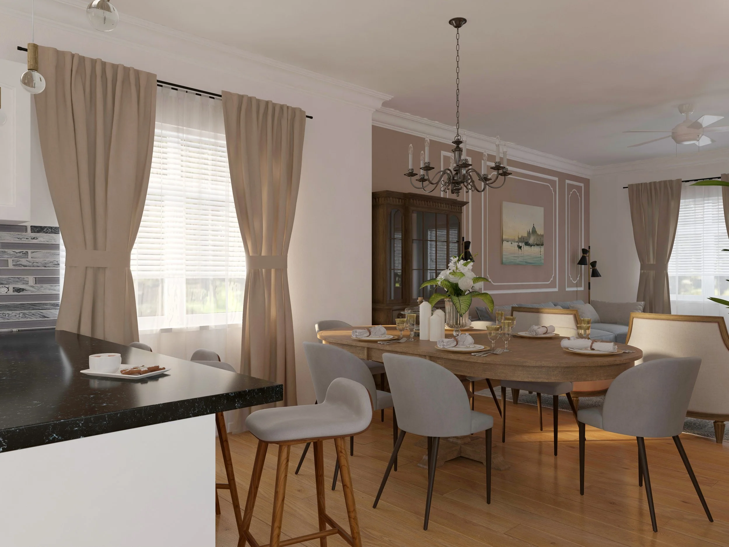 Elegant Modern Open-Concept Living Room and Kitchen Renovation