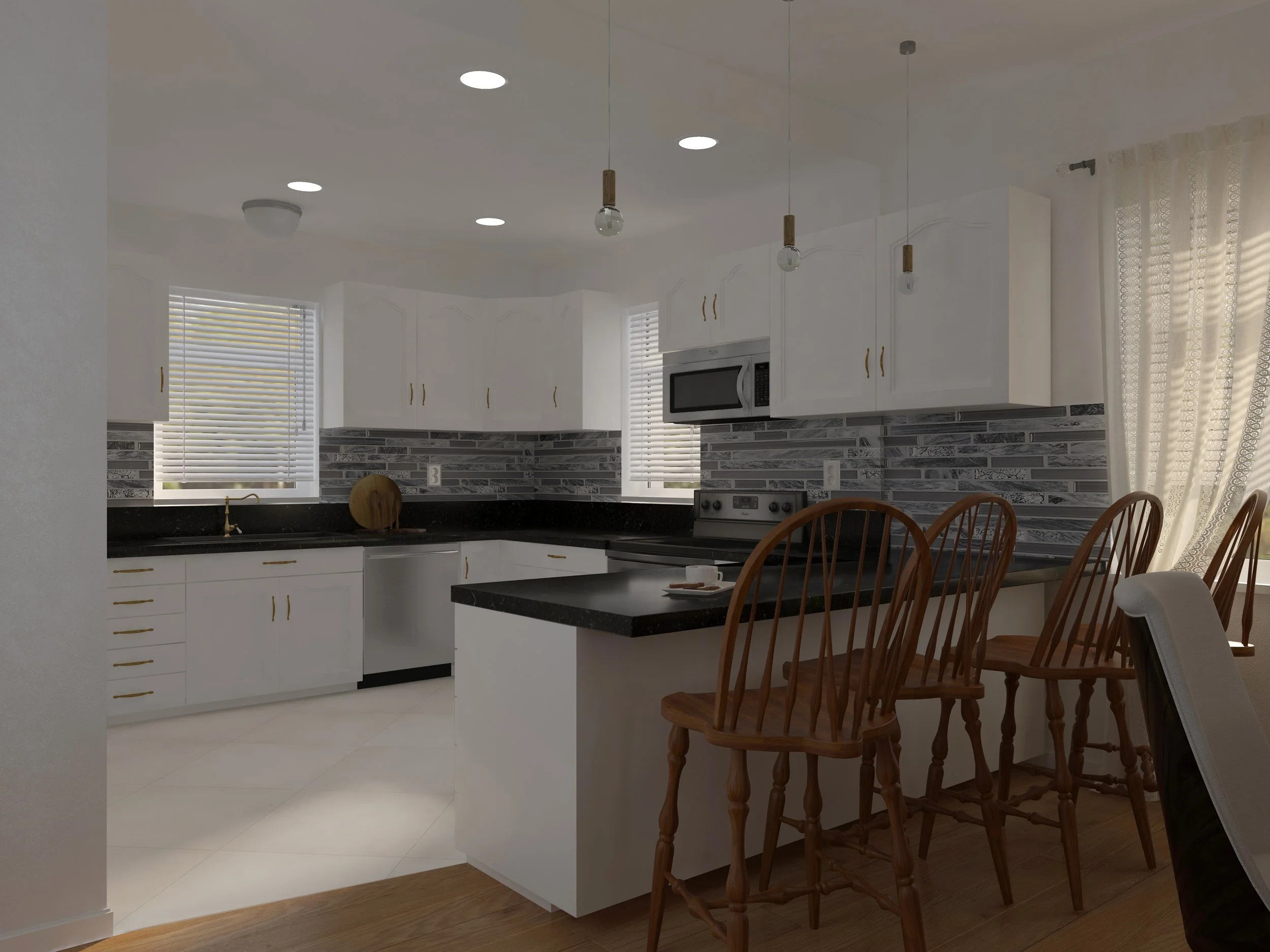 Warm Rustic Open-Concept Living Room and Kitchen Remodel