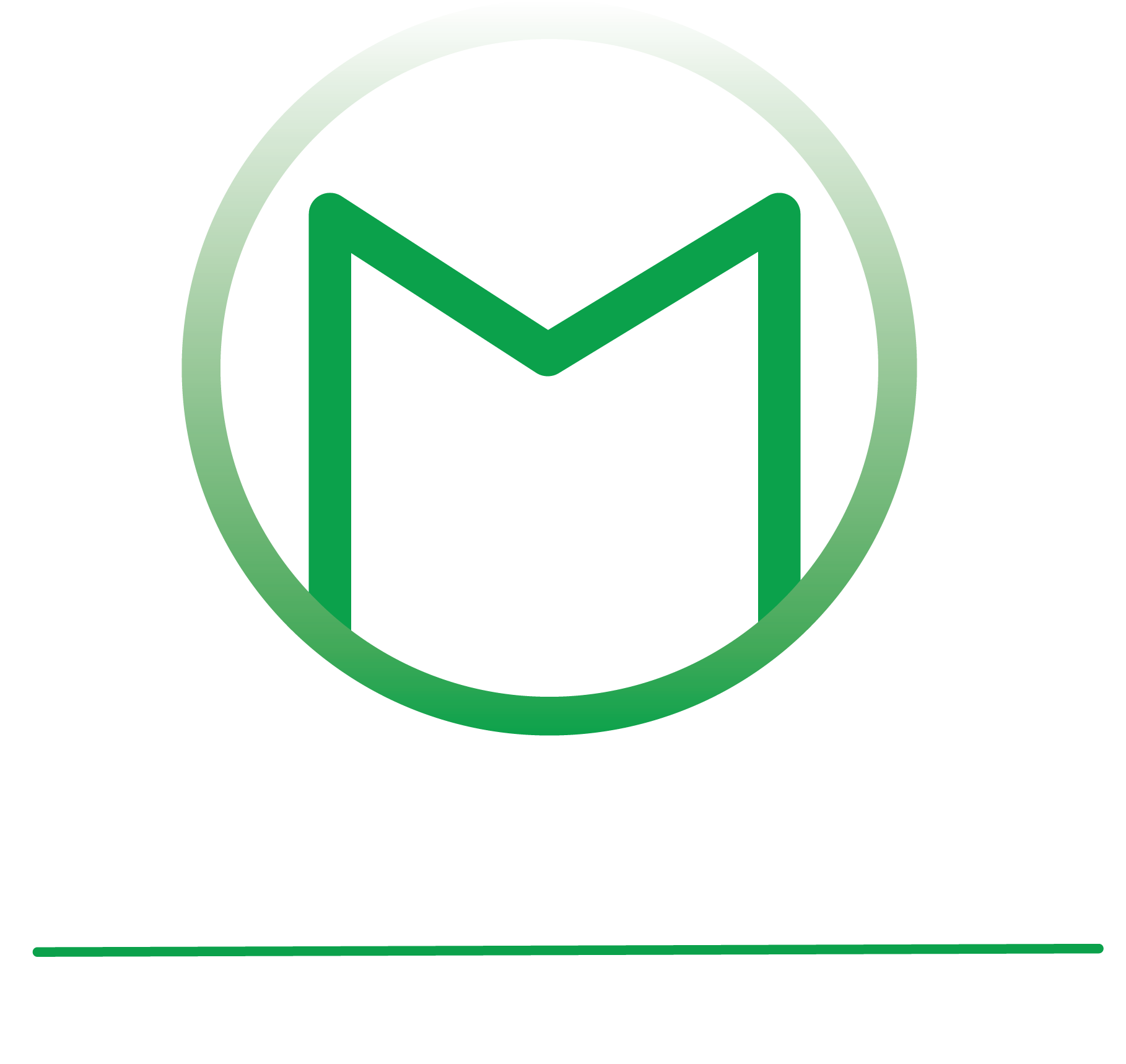 Abstract green and white illustration of the Letter M with the number 3