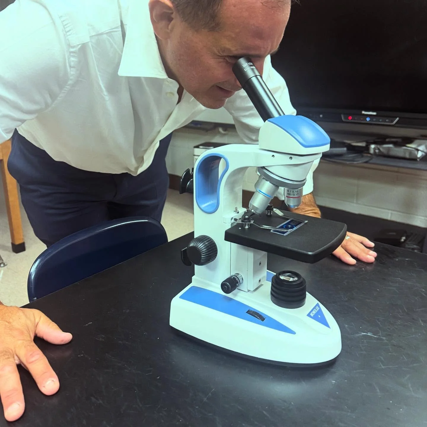 Grant in Action! Parents using the new Microscopes at Back To School Night. Ed Foundation &hellip; Fueling Innovation in Every School.