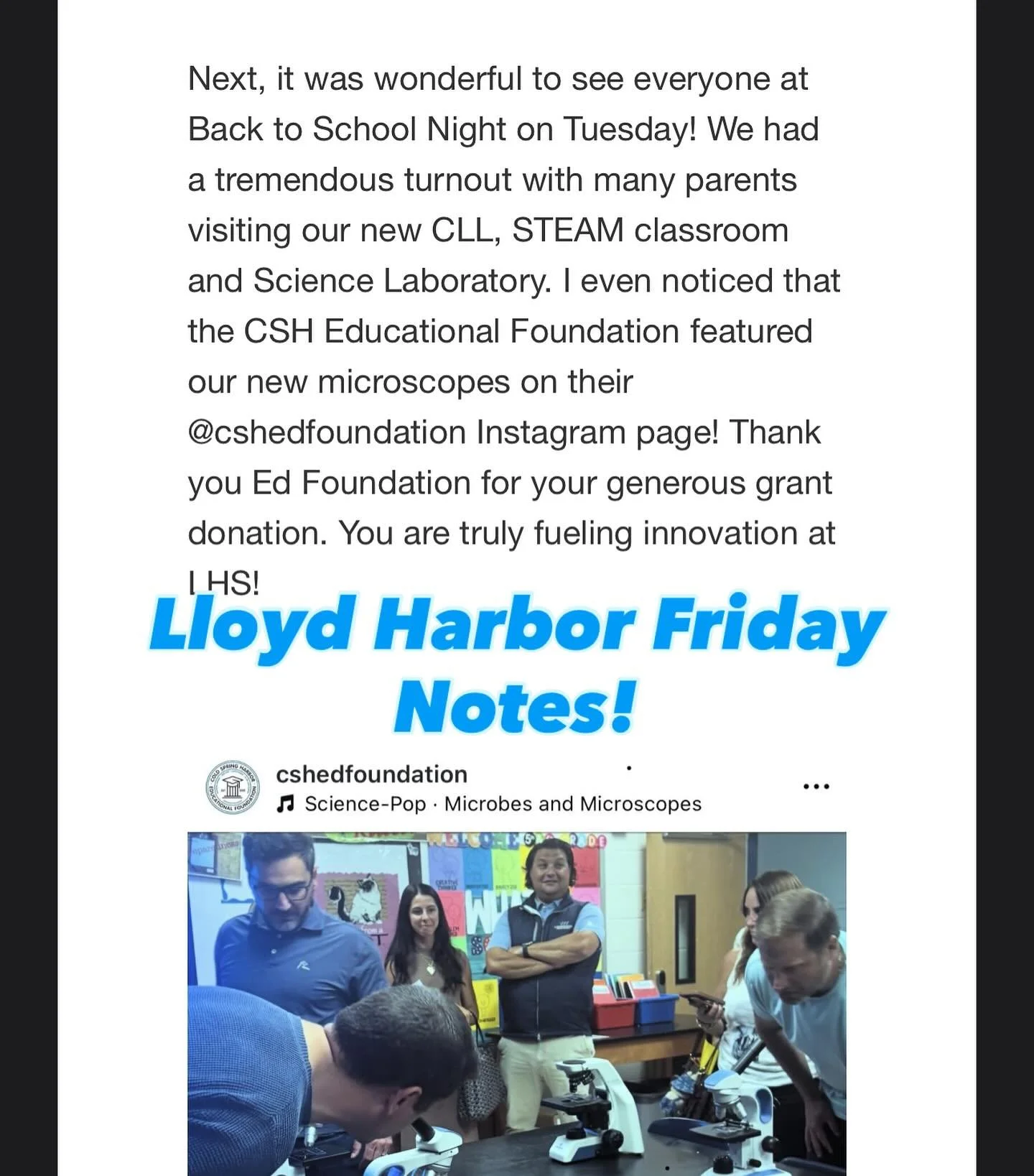 Thank you Lloyd Harbor for mentioning us is Friday Notes.