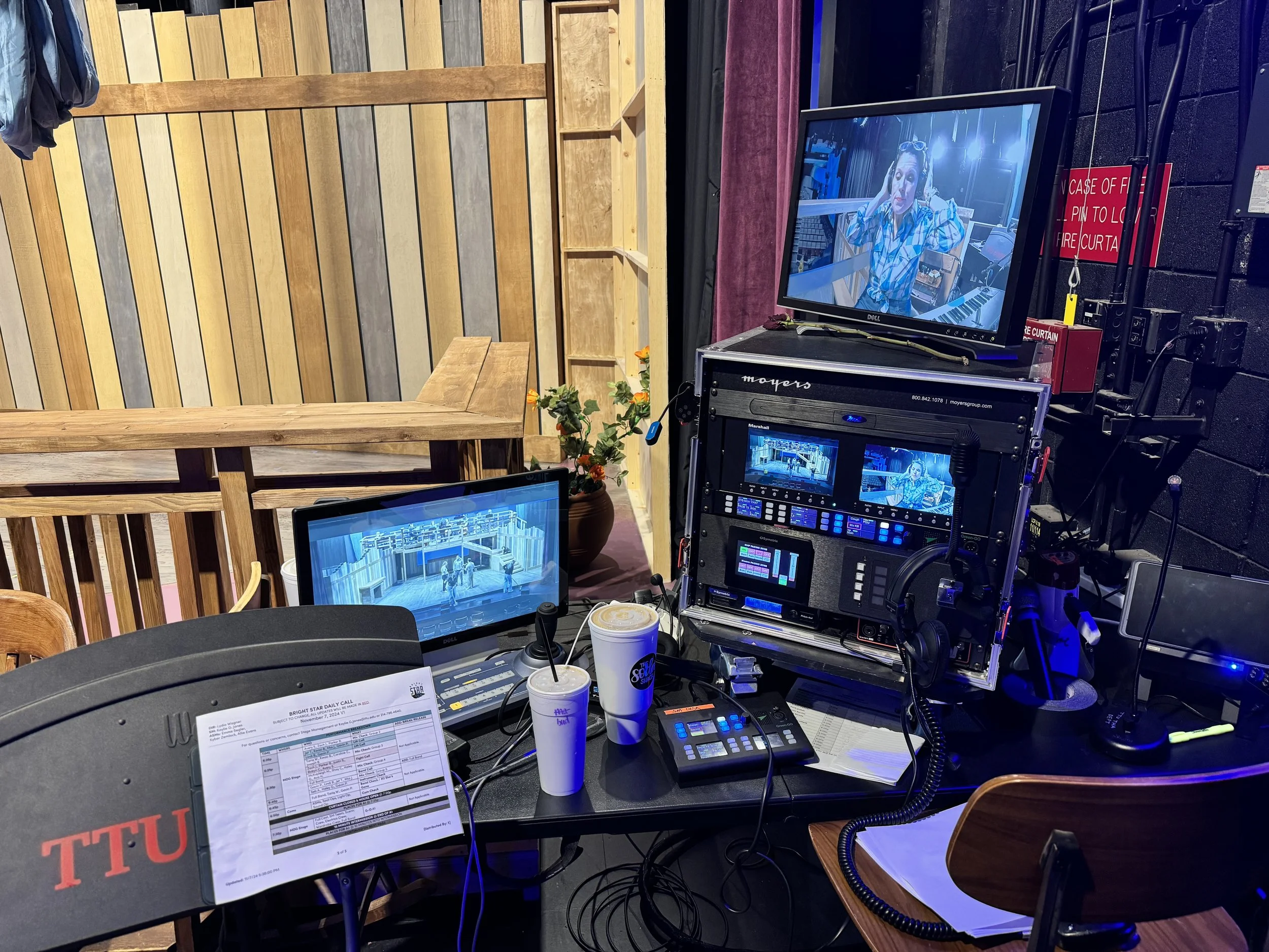 Stage management station for Bright Star at TTU