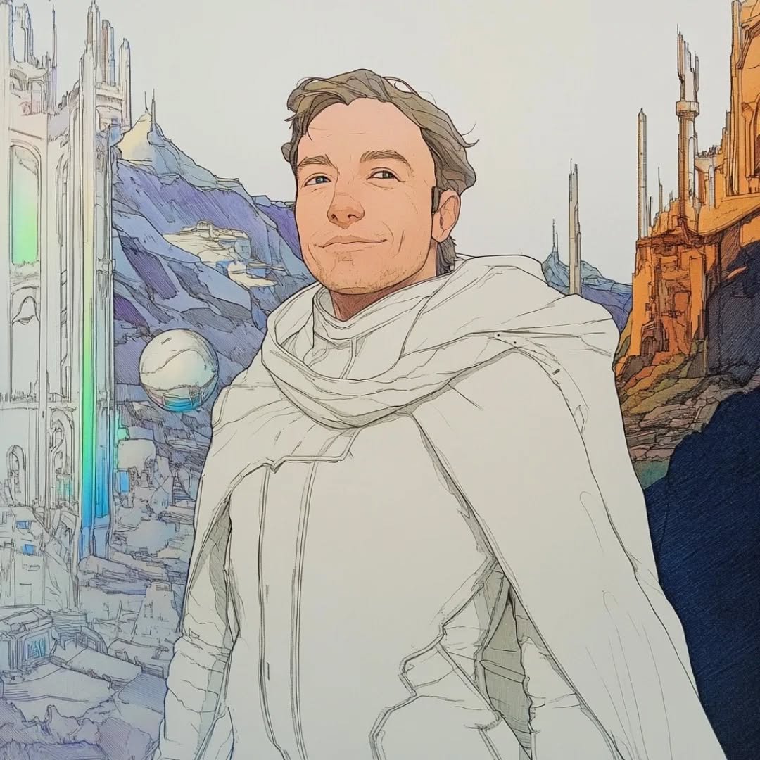 Excerpt from Book II
'The Machine Crown'

They called him Leon Vask&mdash;inventor, magnate, oracle of the stars.

Anatol met him atop the orbital cradle, where Earth hung below like a memory. The air was too thin for breath, yet Leon spoke with ease