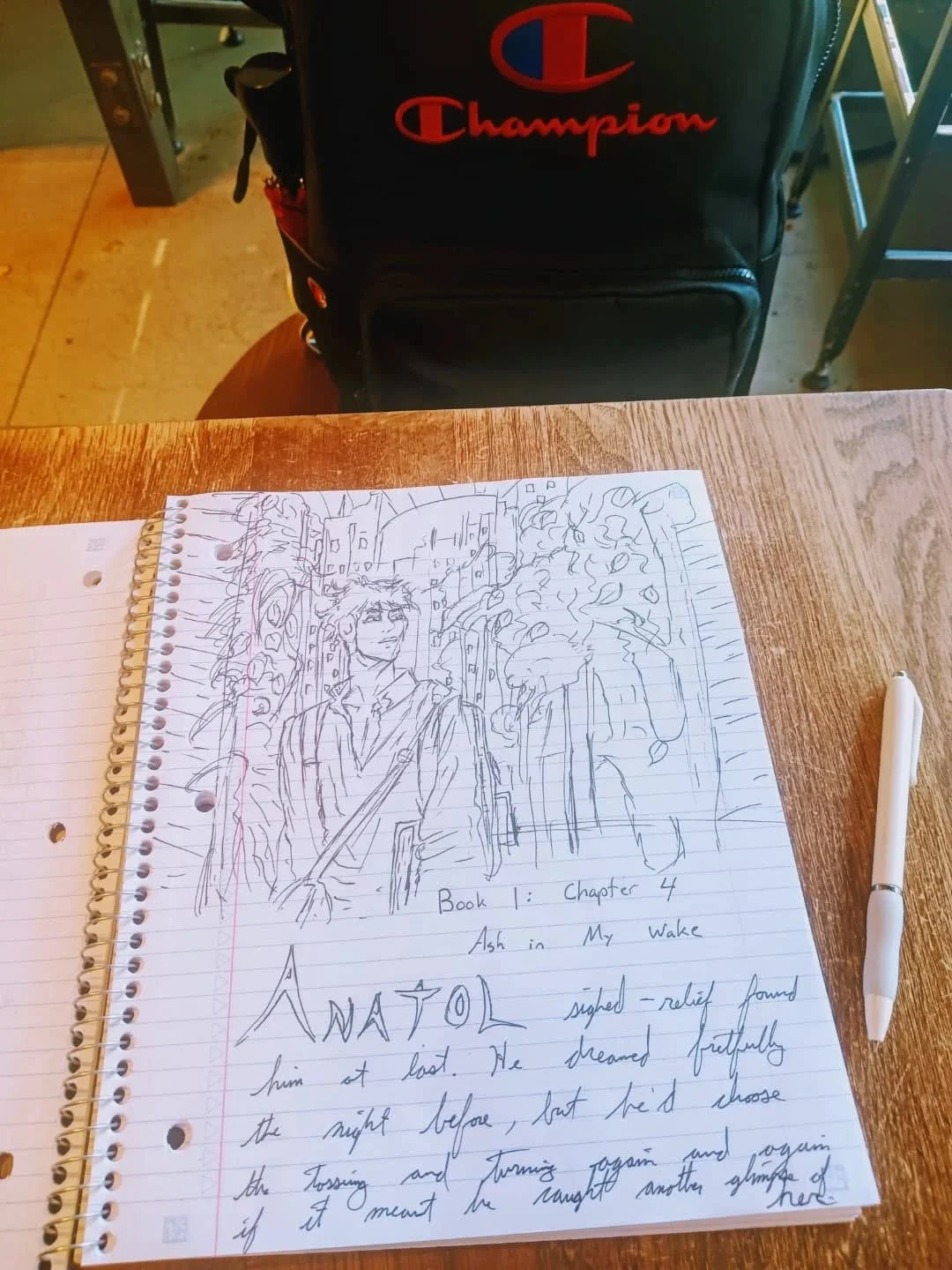 I'm happy about the seeds being planted. First week of law school, done. Orientation behind me. Music composed and posted for collaboration. Now I&rsquo;m sitting just outside campus, finishing the next chapter of Bride of the Lamb.

The writing is w