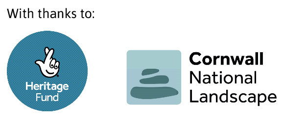 National Lottery Heritage Fund logo and Cornwall National Landscape logo