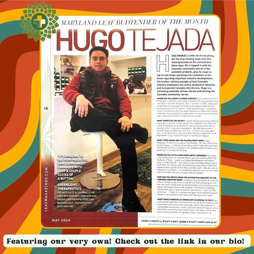 Our very own, Hugo, has been nominated as Maryland Leaf Magazines&rsquo; Budtender of the Month for May!! 🥳 Don&rsquo;t forget to stop in to celebrate with us and get served by Maryland&rsquo;s best! 🎉🎊 Check out the article for more information t