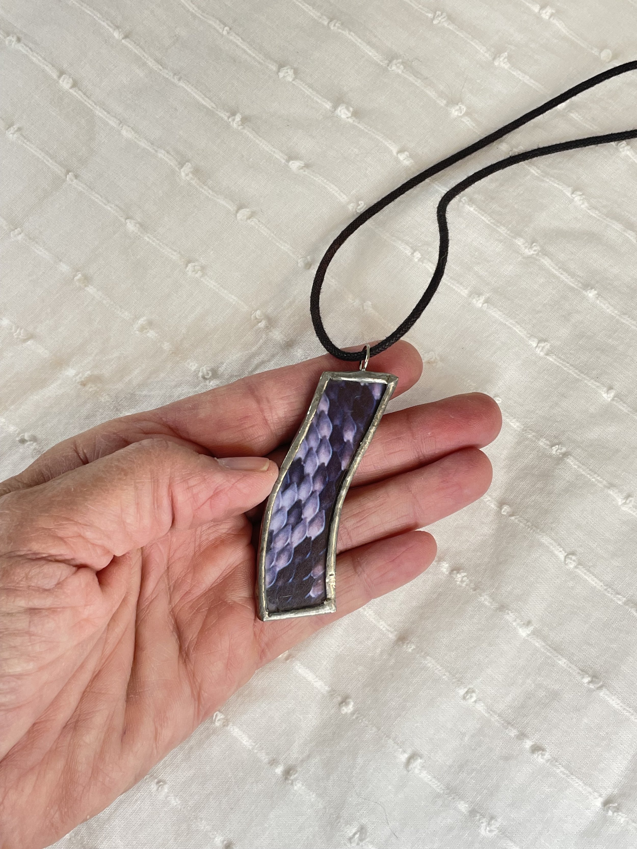 Snakeskin Reversible Pendant Dark Side in my hand Kim S Joy.jpg
