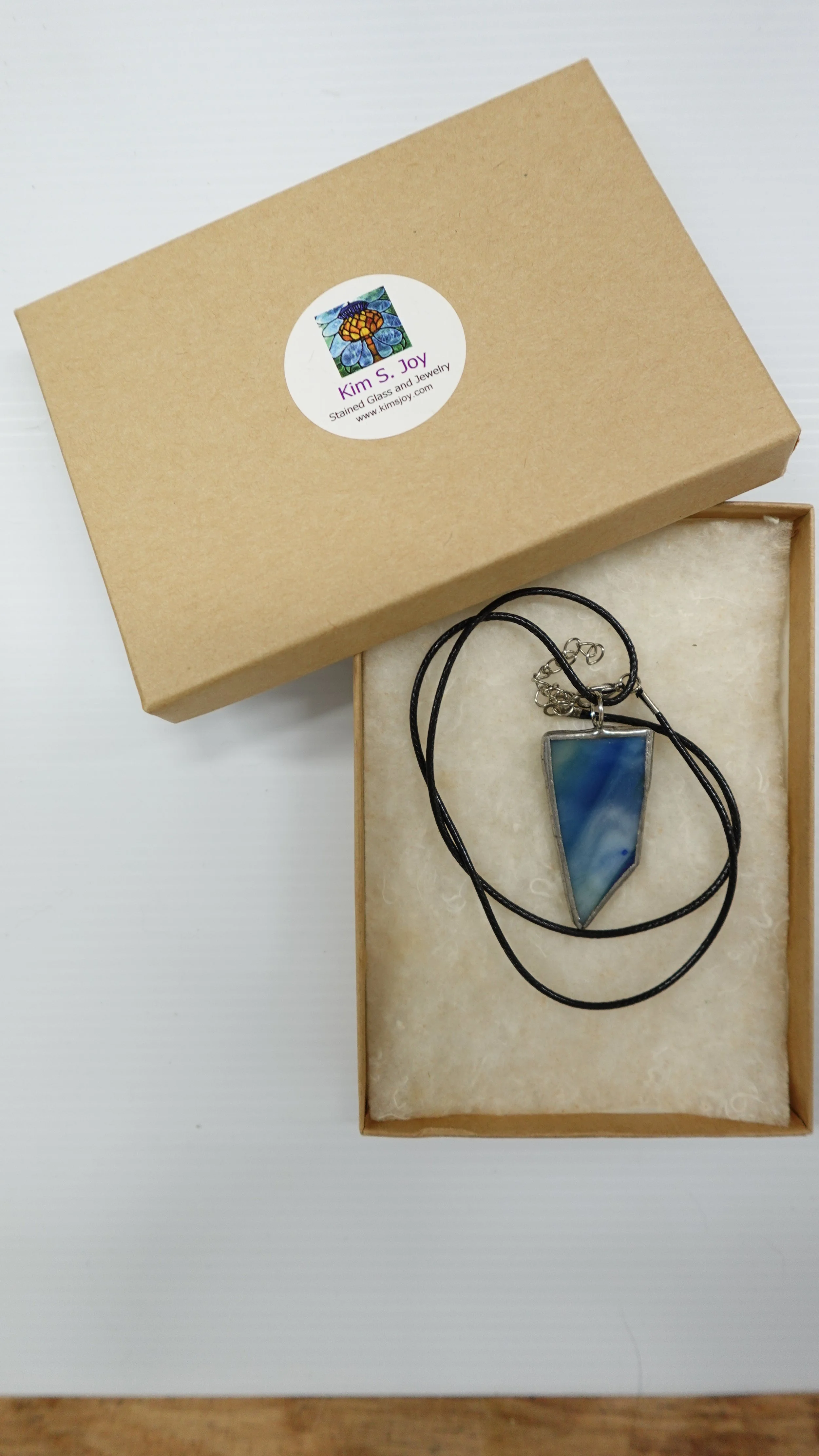 Oceanside Stained Glass  Pendant in Packaging KIm S Joy.JPG