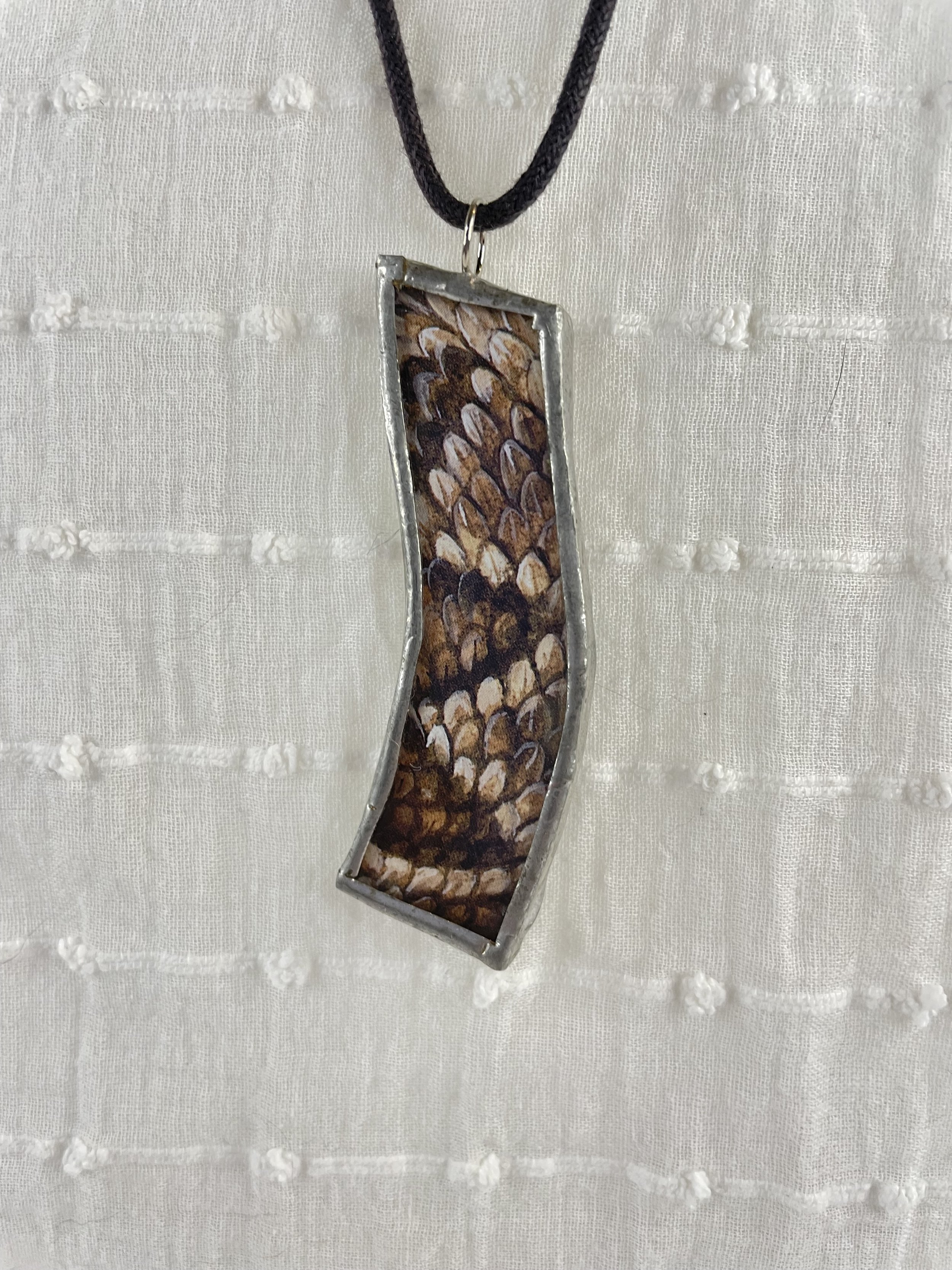 Snakeskin Reversible Pendant Brown Side Close Up Kim S Joy.jpg