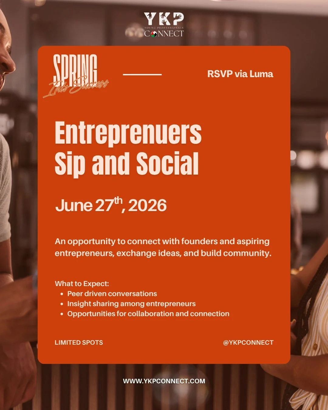 Entrepreneurs Sip and Social

Connect with fellow entrepreneurs and aspiring founders in a space designed for open conversation, shared insights, and genuine connection. Whether you&rsquo;re building, exploring, or just getting started, this space is