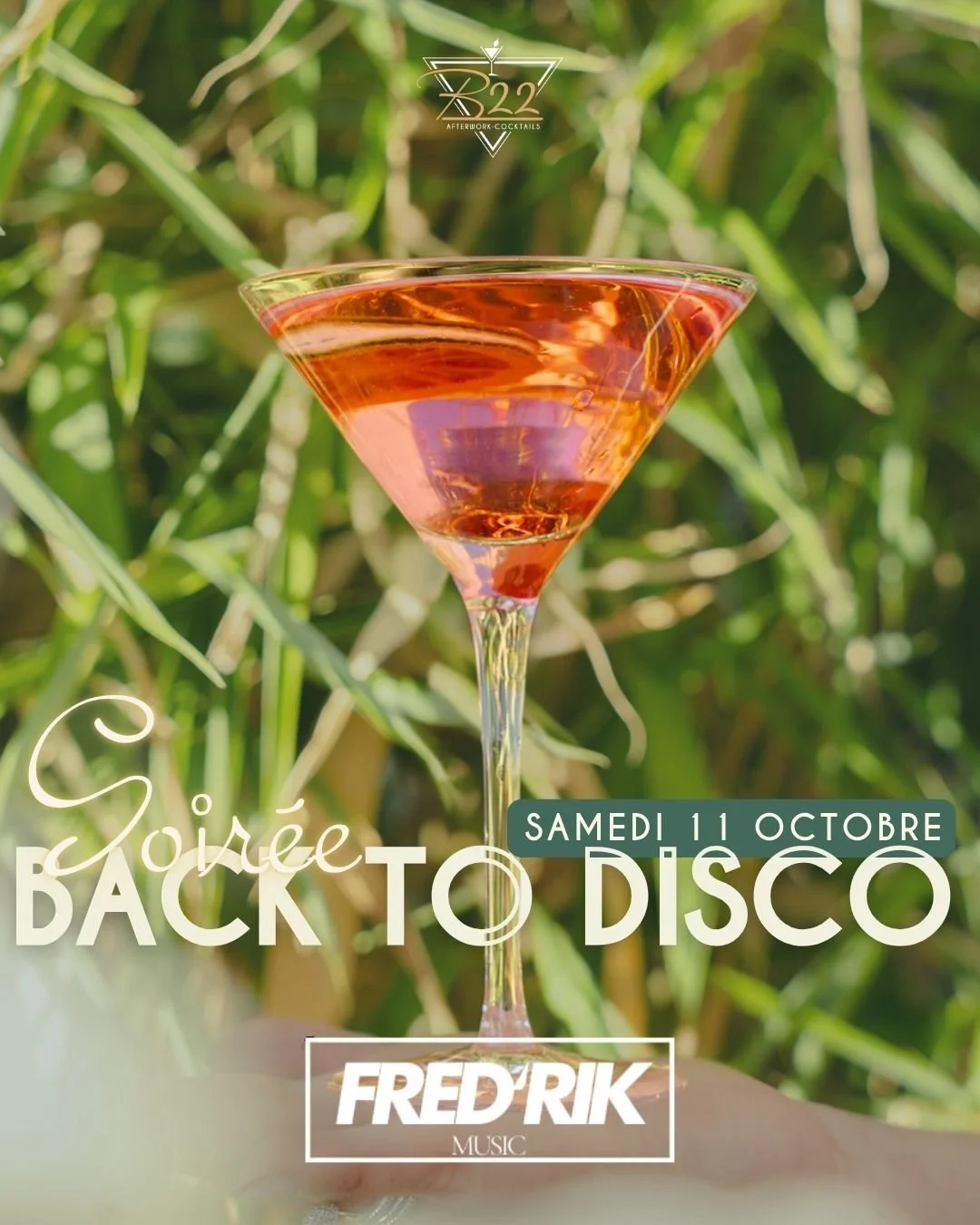💿 BACK TO DISCO &ndash; SAMEDI 11 OCTOBRE AU B22 💃✨
Pr&eacute;pare ta plus belle &eacute;nergie, parce que ce samedi on remonte le temps direction les ann&eacute;es disco fever ! 🔥

🎧 DJ Fred&rsquo;rick aux platines pour te faire groover sur les 