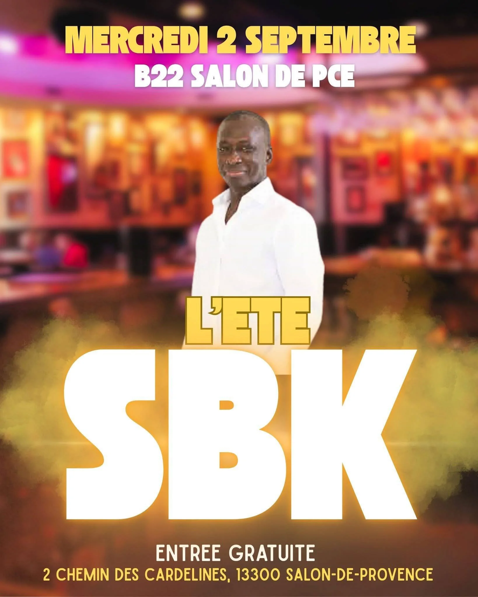 💃🔥 MERCREDI 2 SEPTEMBRE &ndash; SOIR&Eacute;E SBK 🔥🕺

Le mercredi, la piste est &agrave; vous !

Retrouvez-nous pour une nouvelle soir&eacute;e SBK dans une ambiance conviviale et chaleureuse.

🎶 Salsa, Bachata, Kizomba avec Dj Ben
🍸 Cocktails
