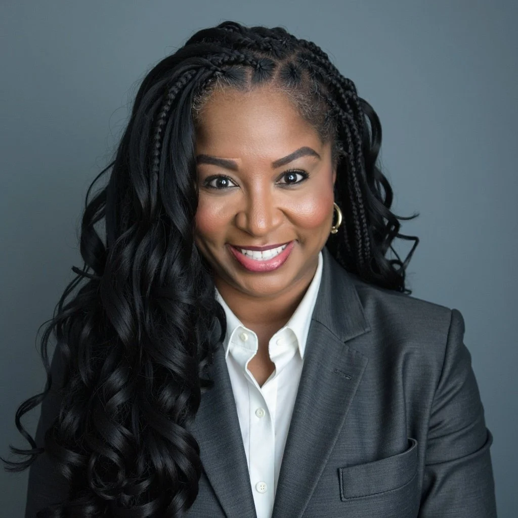 Group of eleven diverse people posing indoors in front of a wood-paneled wall, some sitting and some standing, smiling at the camera.