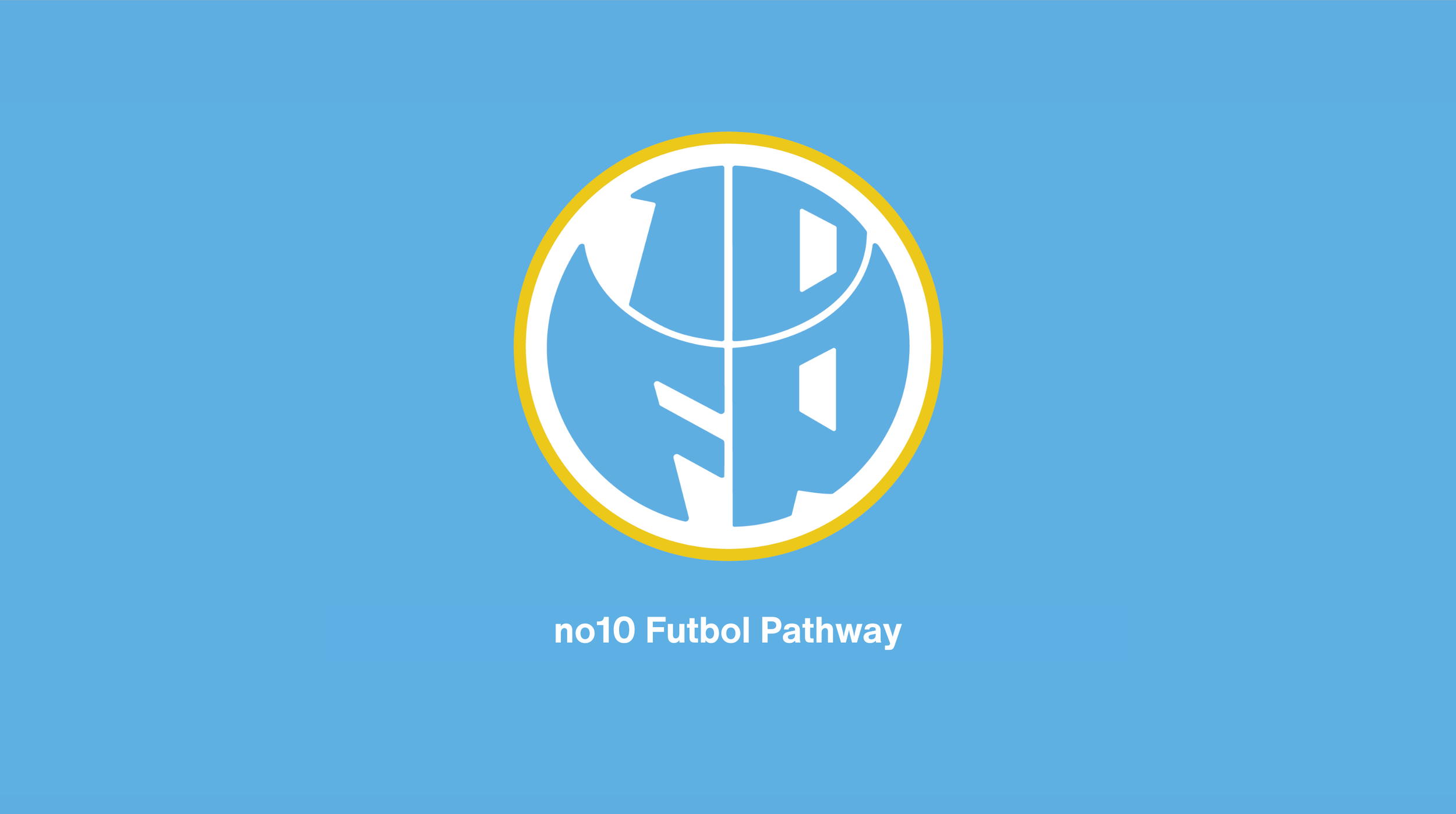 Blue background with a circular logo in the center, featuring stylized football symbols and the text 'no10 Futbol Pathway' at the bottom.