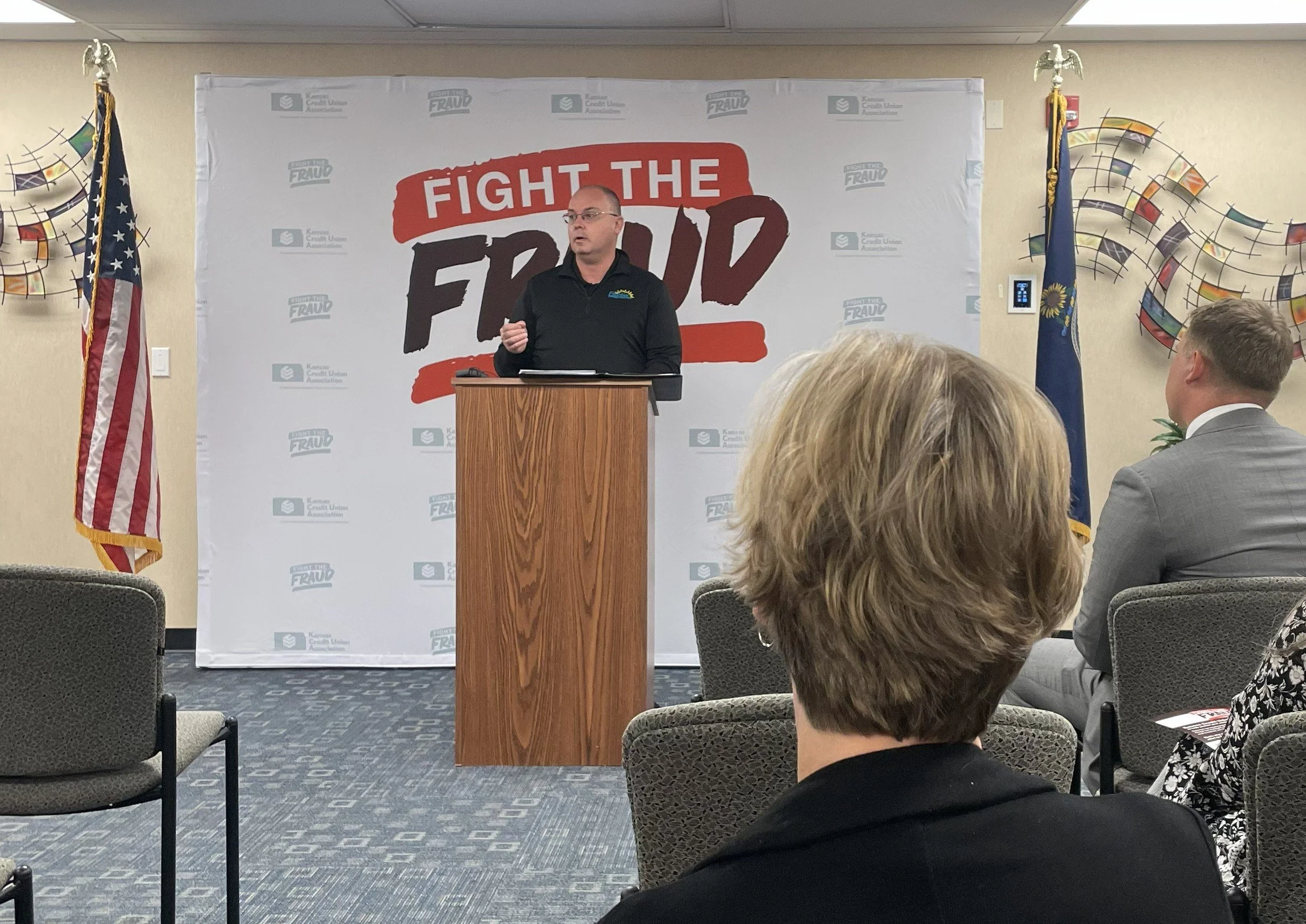 Frontier Community Credit Union's CEO, Michael Augustine speaks at the Kansas City press conference announcing the campaign 11/17/2025