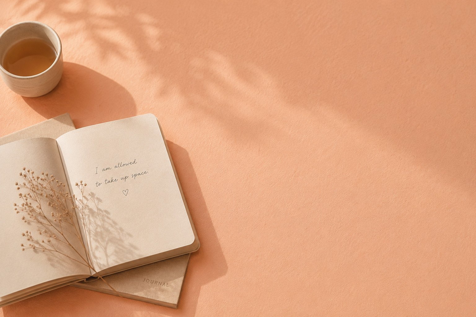 Warm peach editorial background with soft tactile textures created for psychological counselling personal brand aesthetic