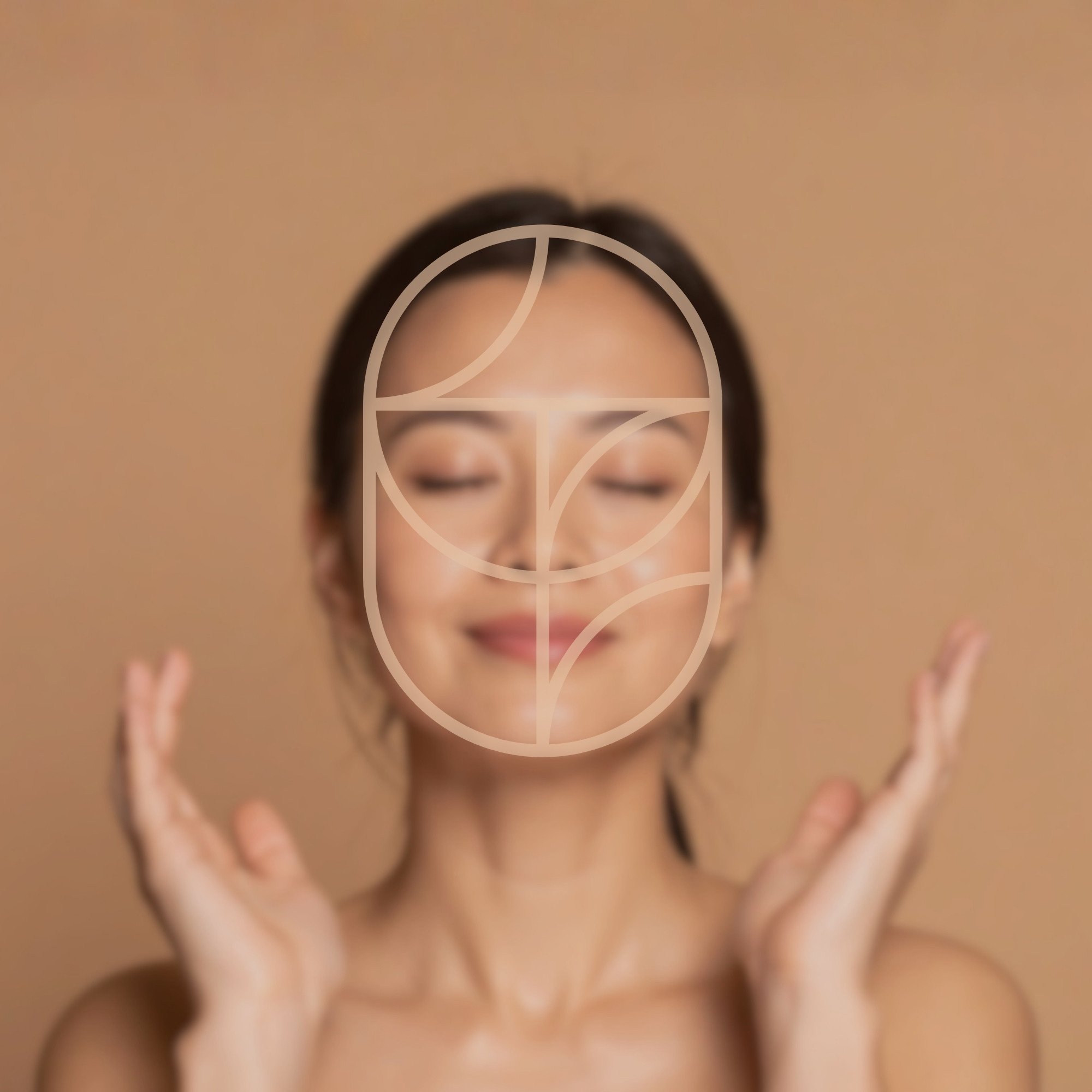 Skincare brand logo concept inspired by facial proportions and soft geometric design for TCosmeticc