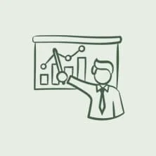 A person giving a presentation or lecture in front of a screen displaying line and bar graphs.