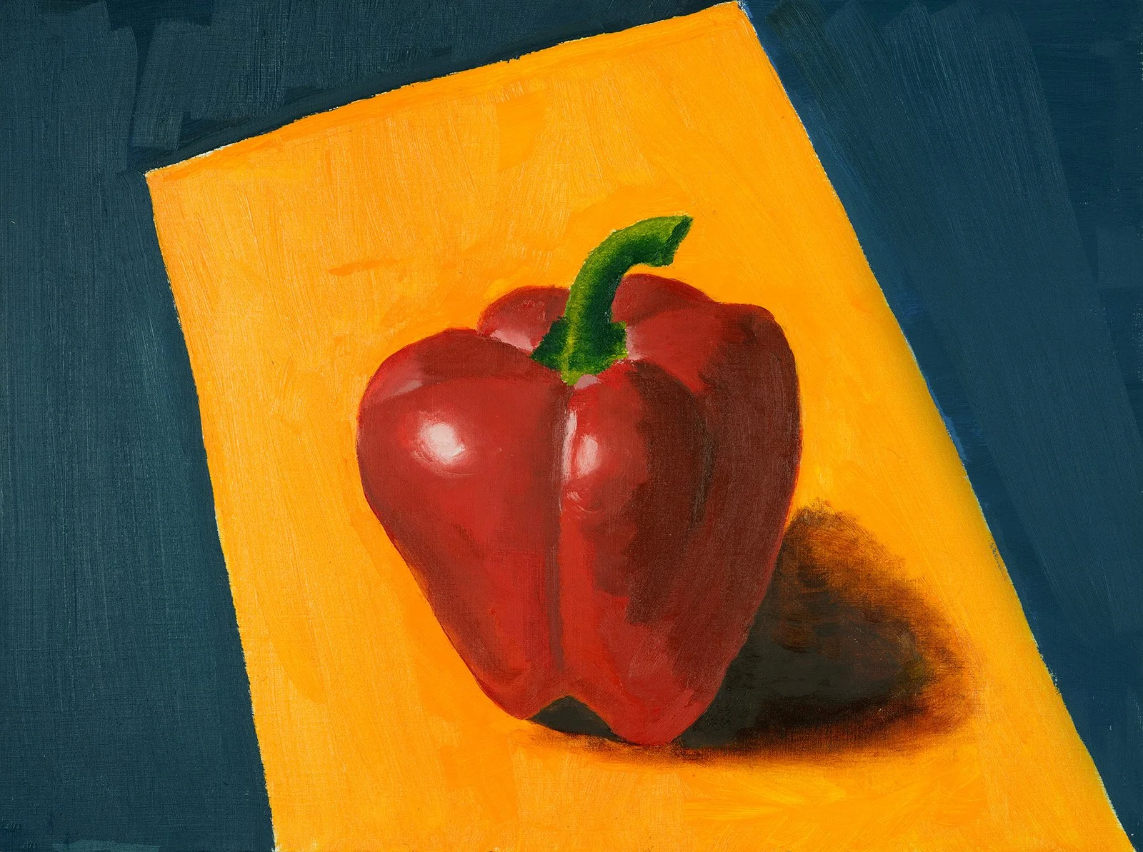 The red paprika - oil on paper - framed dimensions 30x40 cms - 2023
