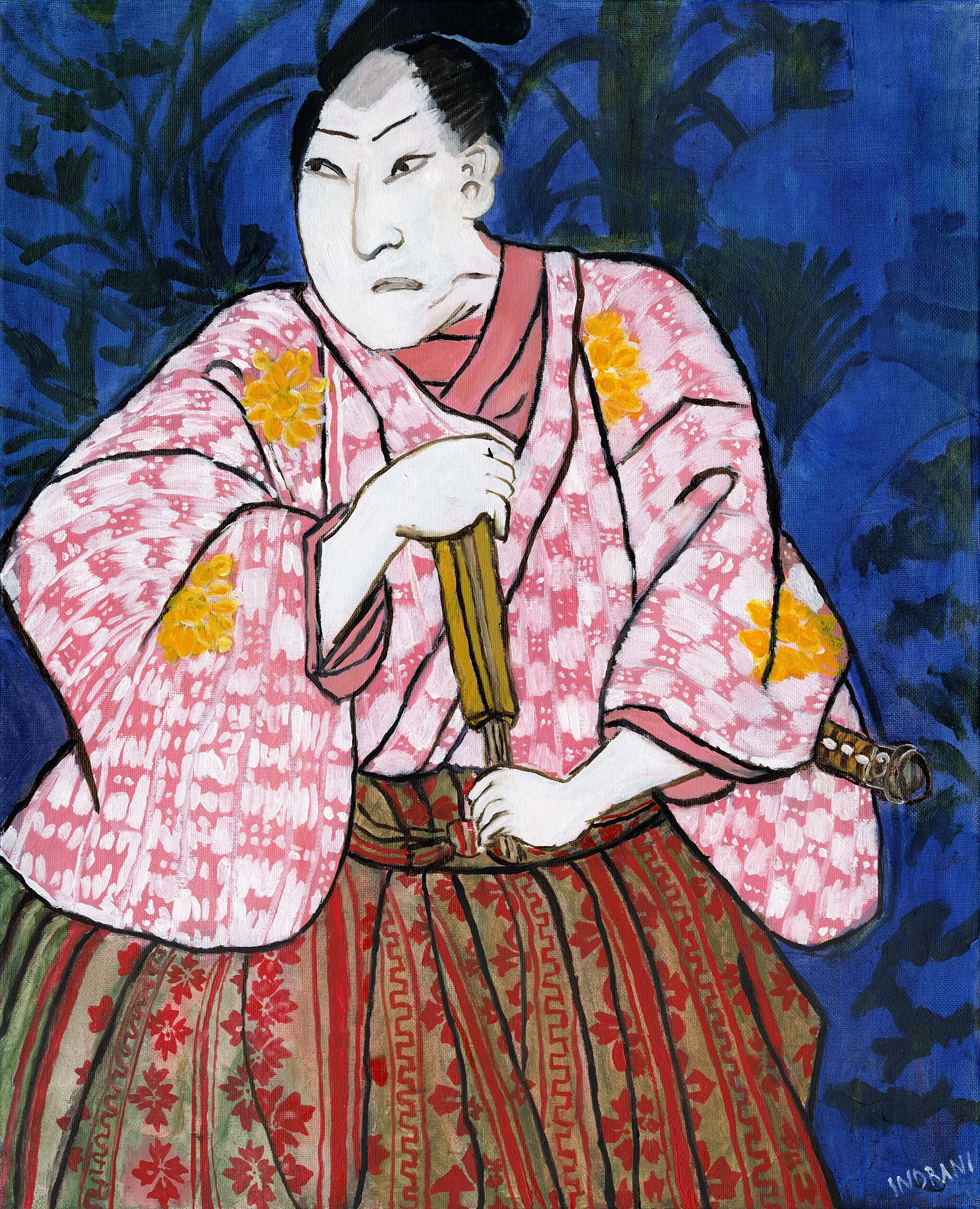 Kabuki Warrior - framed dimensions 40x50 cm - 2025