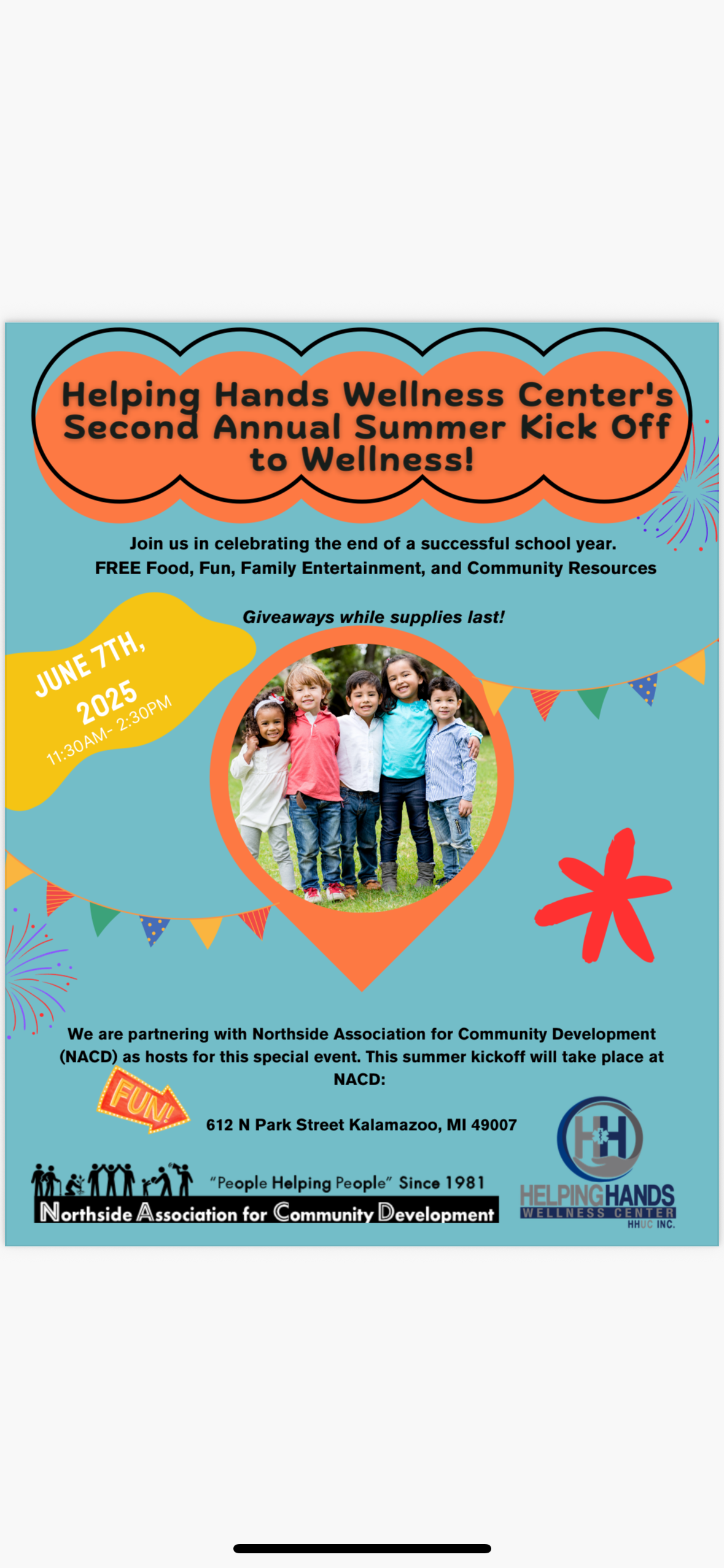 Helping Hands Wellness Center’s Second Annual Summer Kick Off to Wellness!