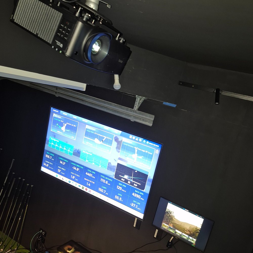 Projector and reference monitor in golf sim