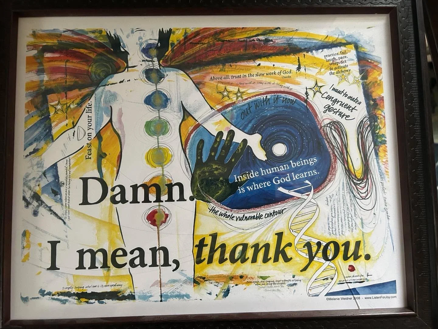 It&rsquo;s Maundy Thursday. We&rsquo;ll gather for a service at 7:15pm in Dinner church space. Look closely at this art by Melanie Weidner-see if anything speaks to you this day. &hearts;️