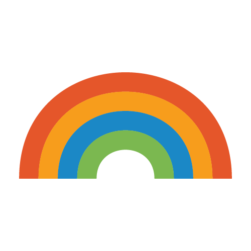Red orange blue and green rainbow