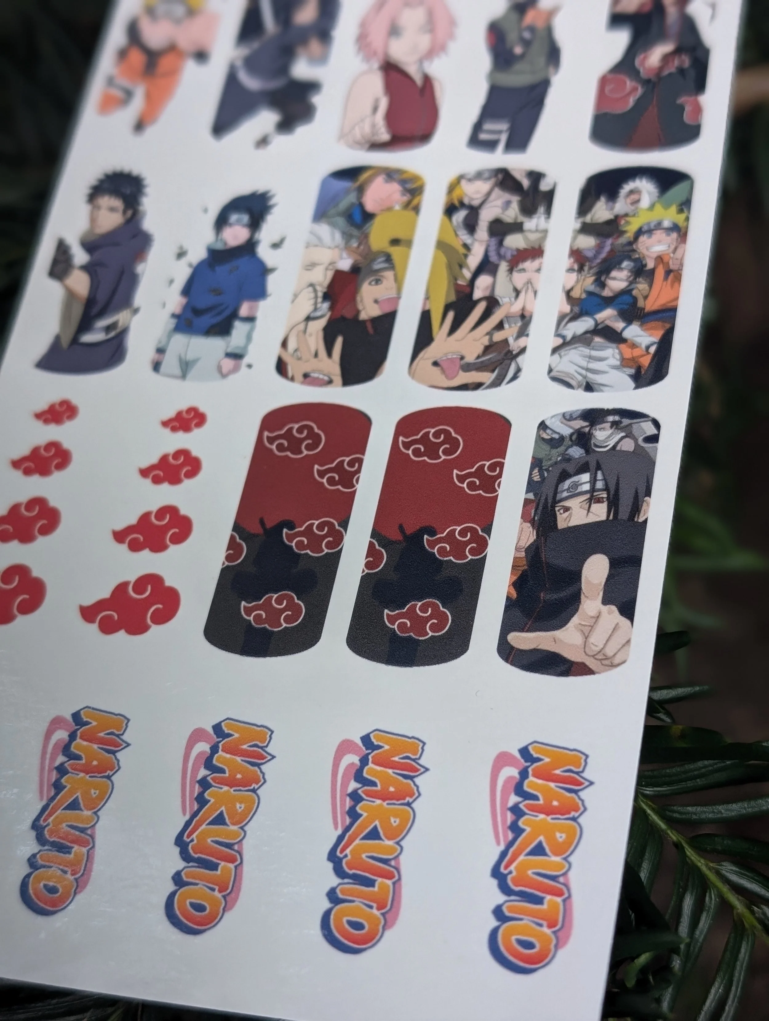 naruto nail waterslide decal sticker, naruto fan, anime nail art