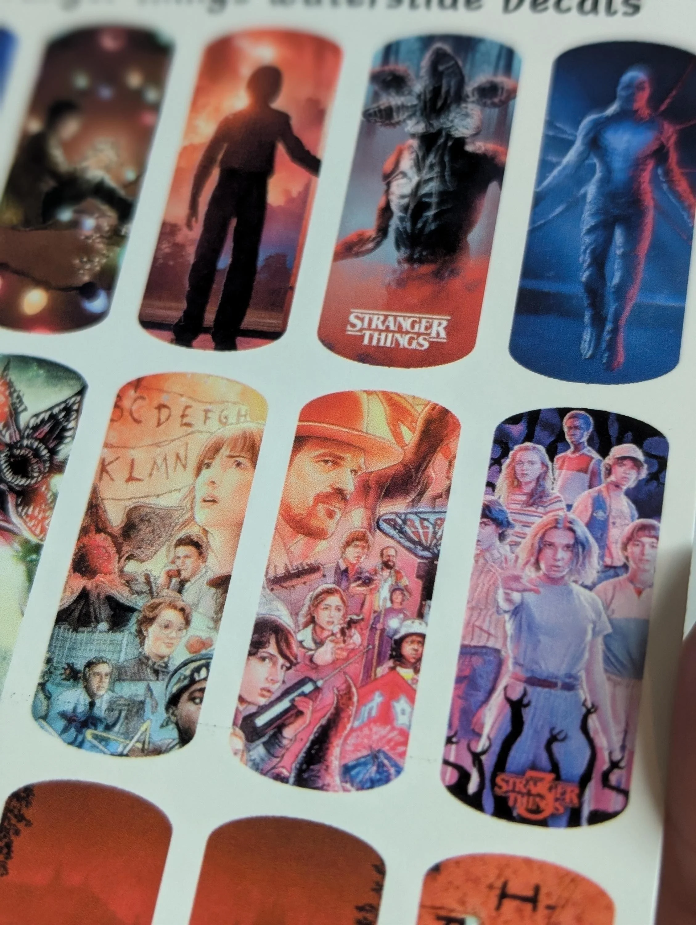 stranger things waterslide nail decal sticker, stranger things netflix show nail, stranger things inspired nail stickers