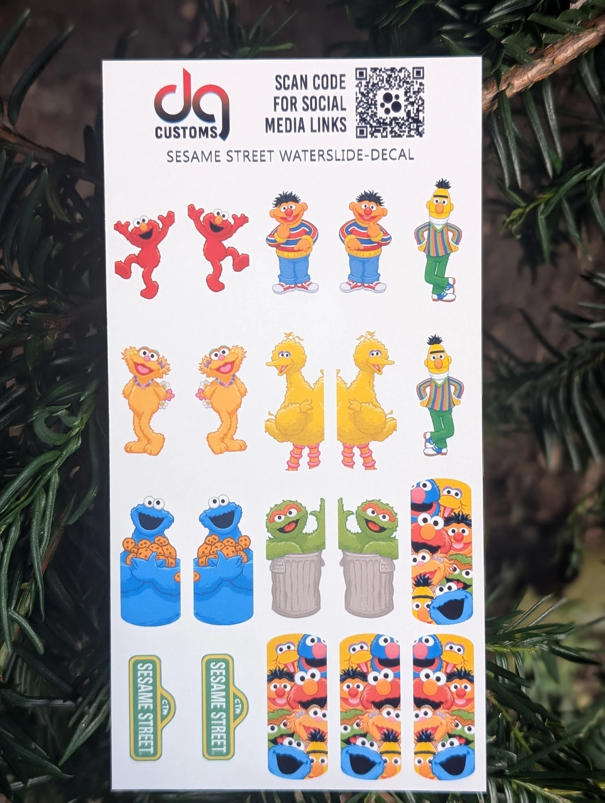 sesame street inspired nail waterslide decal sticker, sesame street characters, birthday idea nails