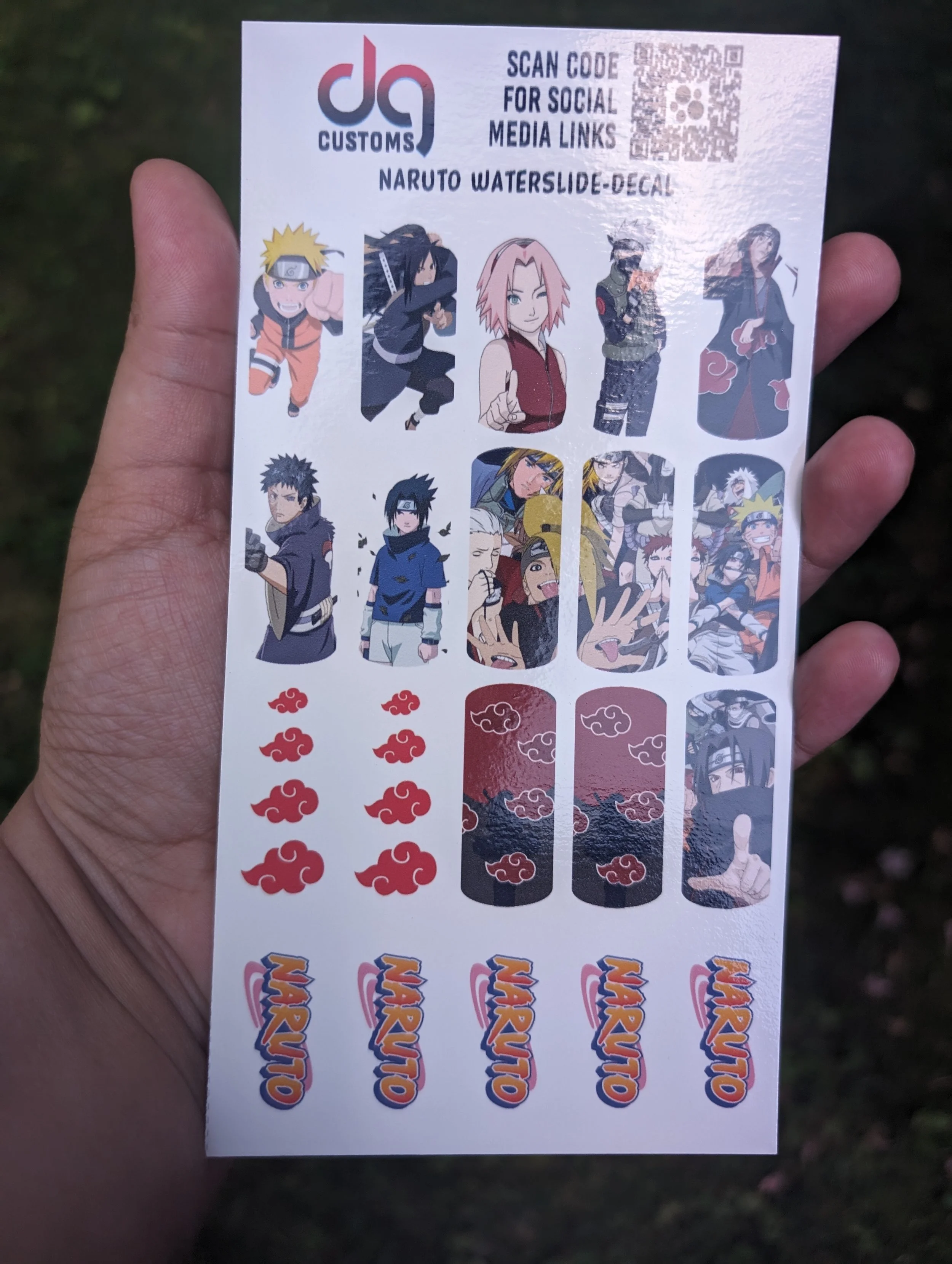naruto nail waterslide decal sticker, naruto fan, anime nail art